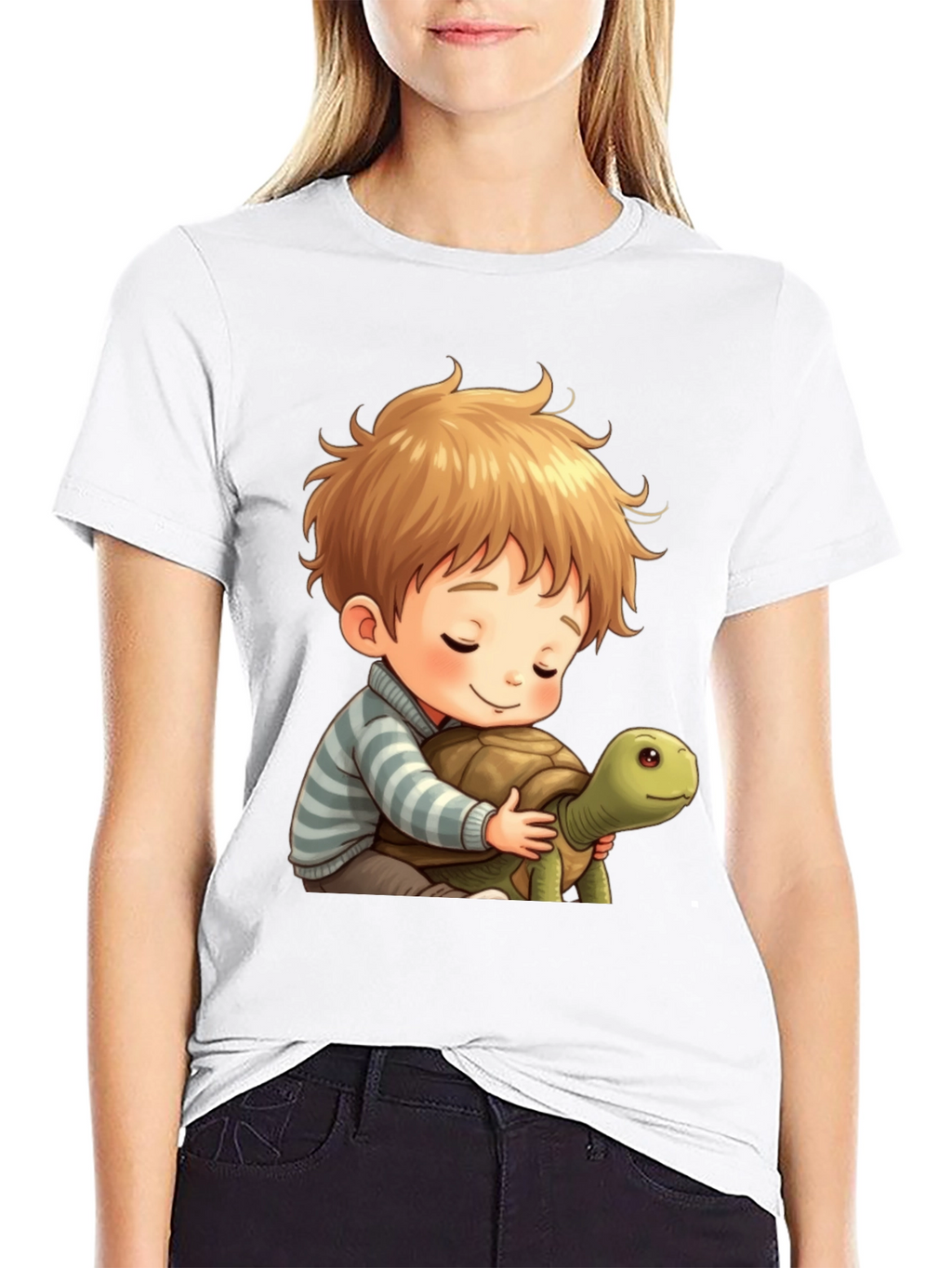 Boy and Turtle Graphic T-Shirt