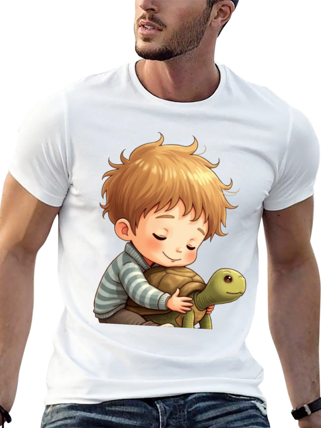 Boy and Turtle Graphic T-Shirt