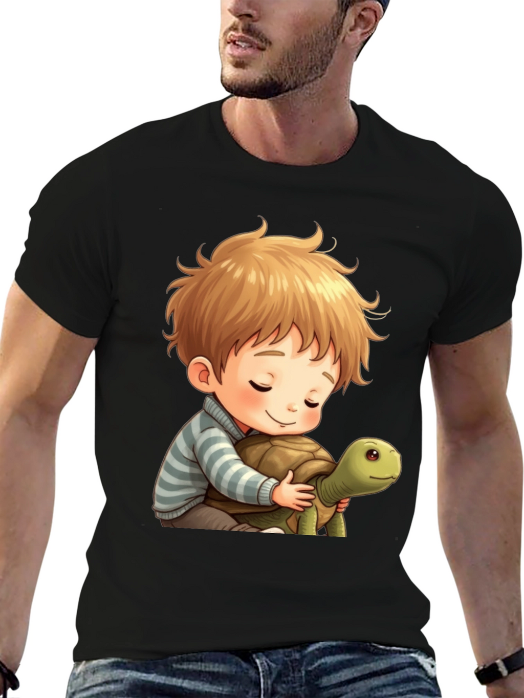 Boy and Turtle Graphic T-Shirt
