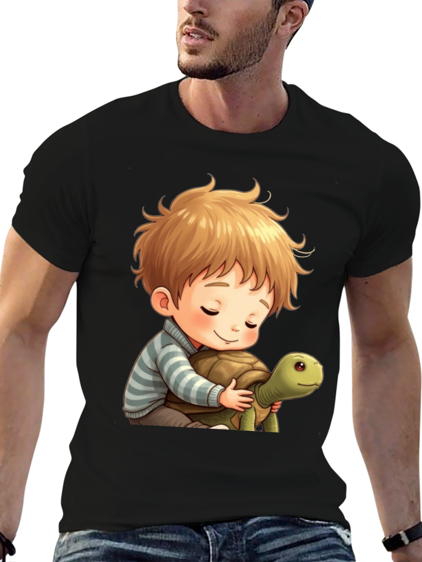 Boy and Turtle Graphic T-Shirt