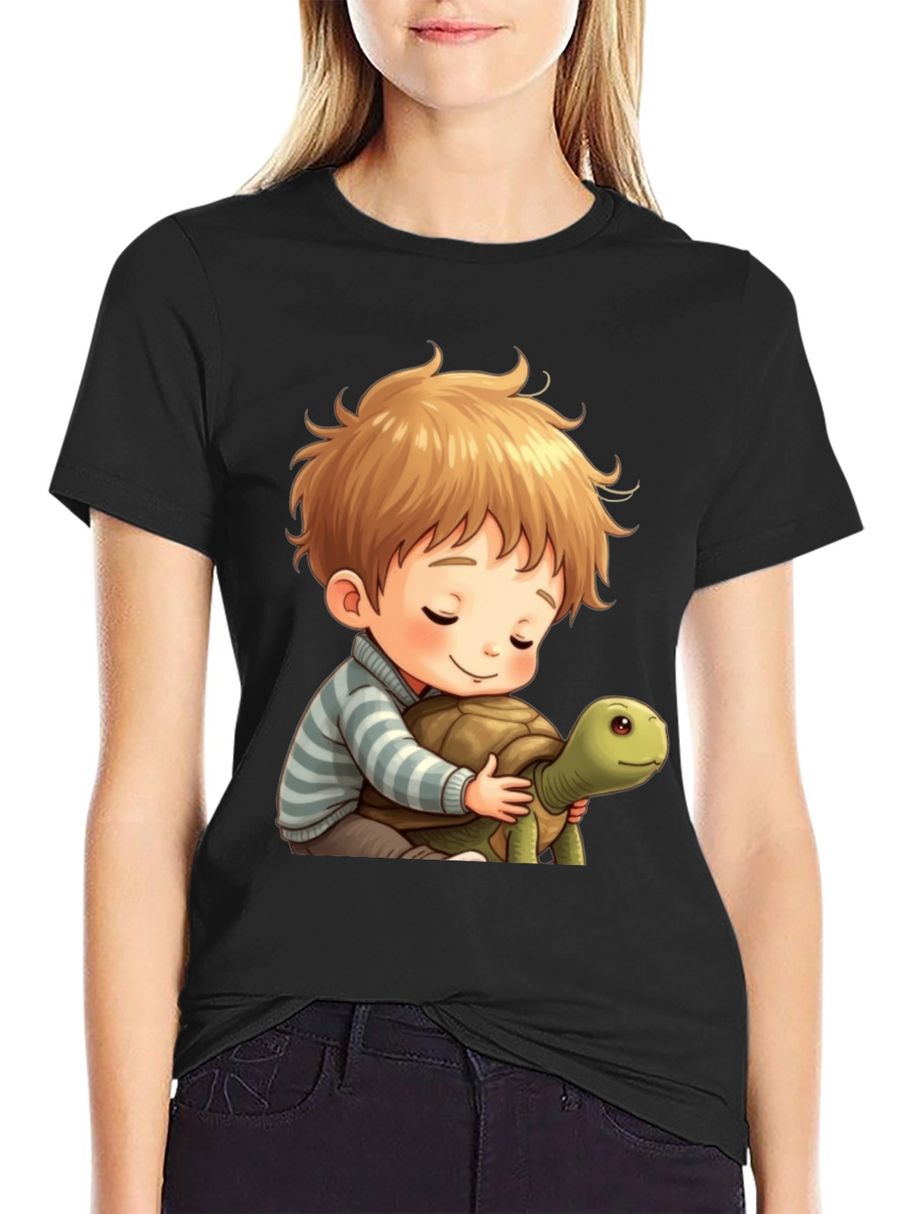 Boy and Turtle Graphic T-Shirt
