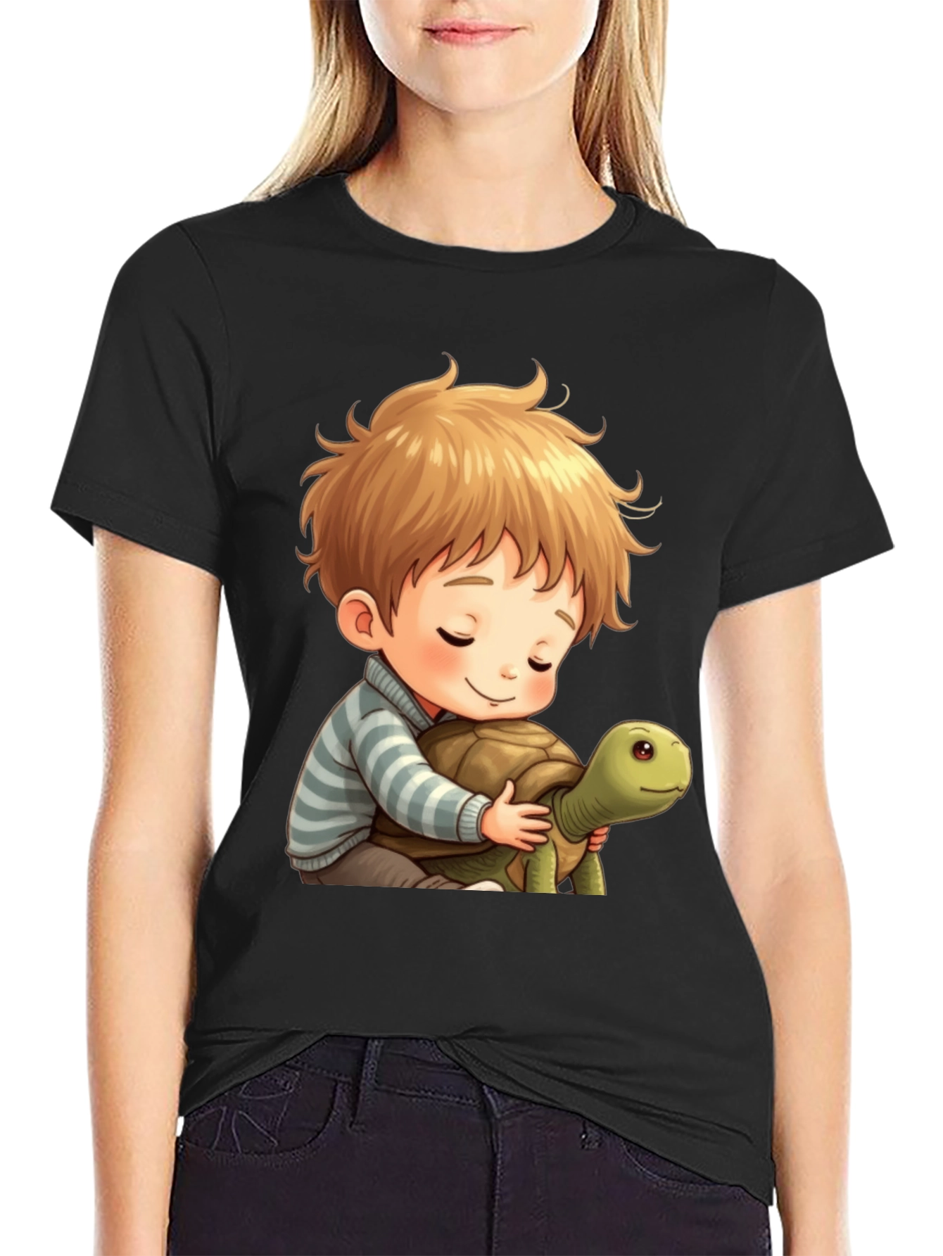 Boy and Turtle Graphic T-Shirt