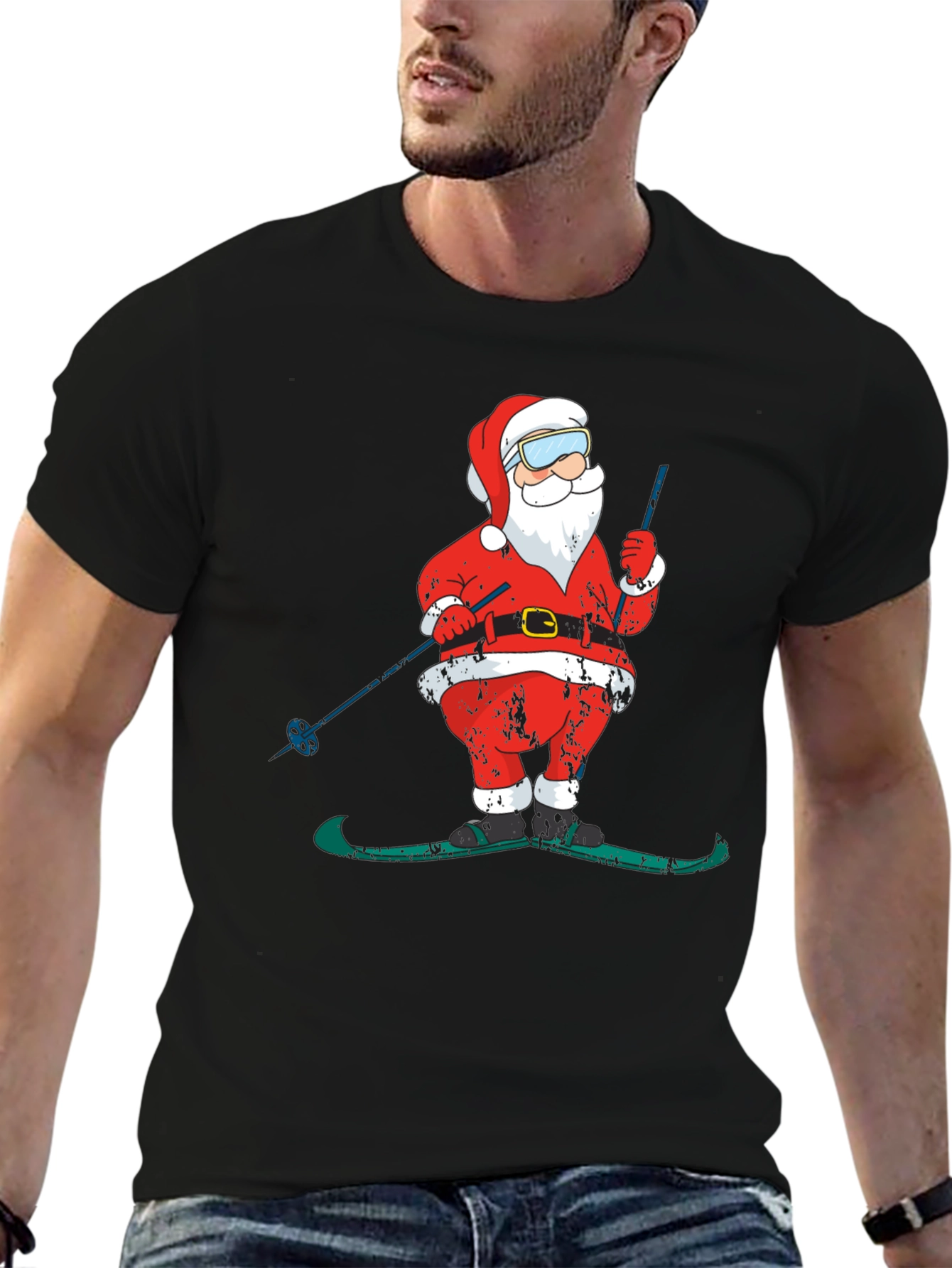 Skiing Santa Christmas T-Shirt