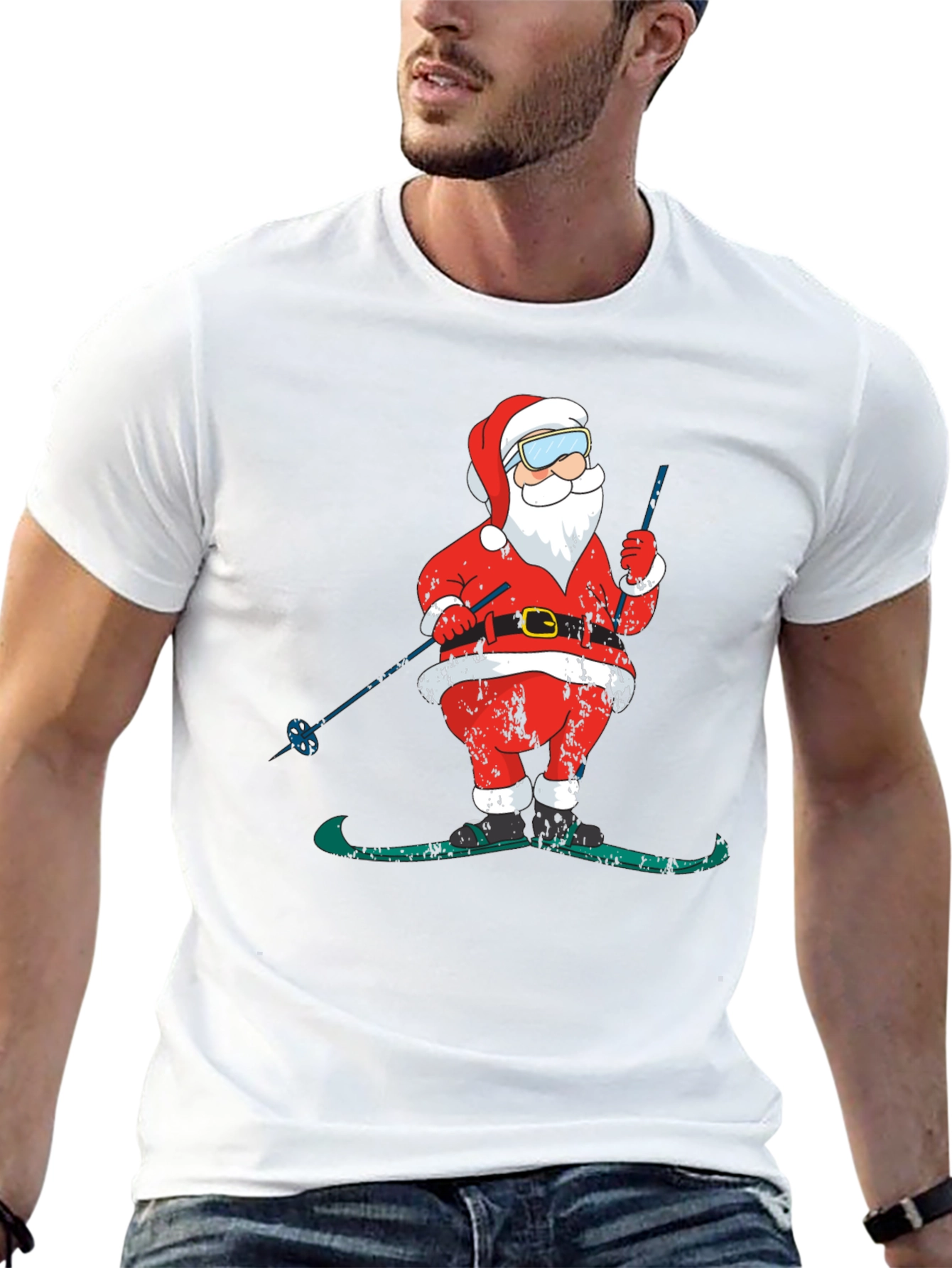 Skiing Santa Christmas T-Shirt