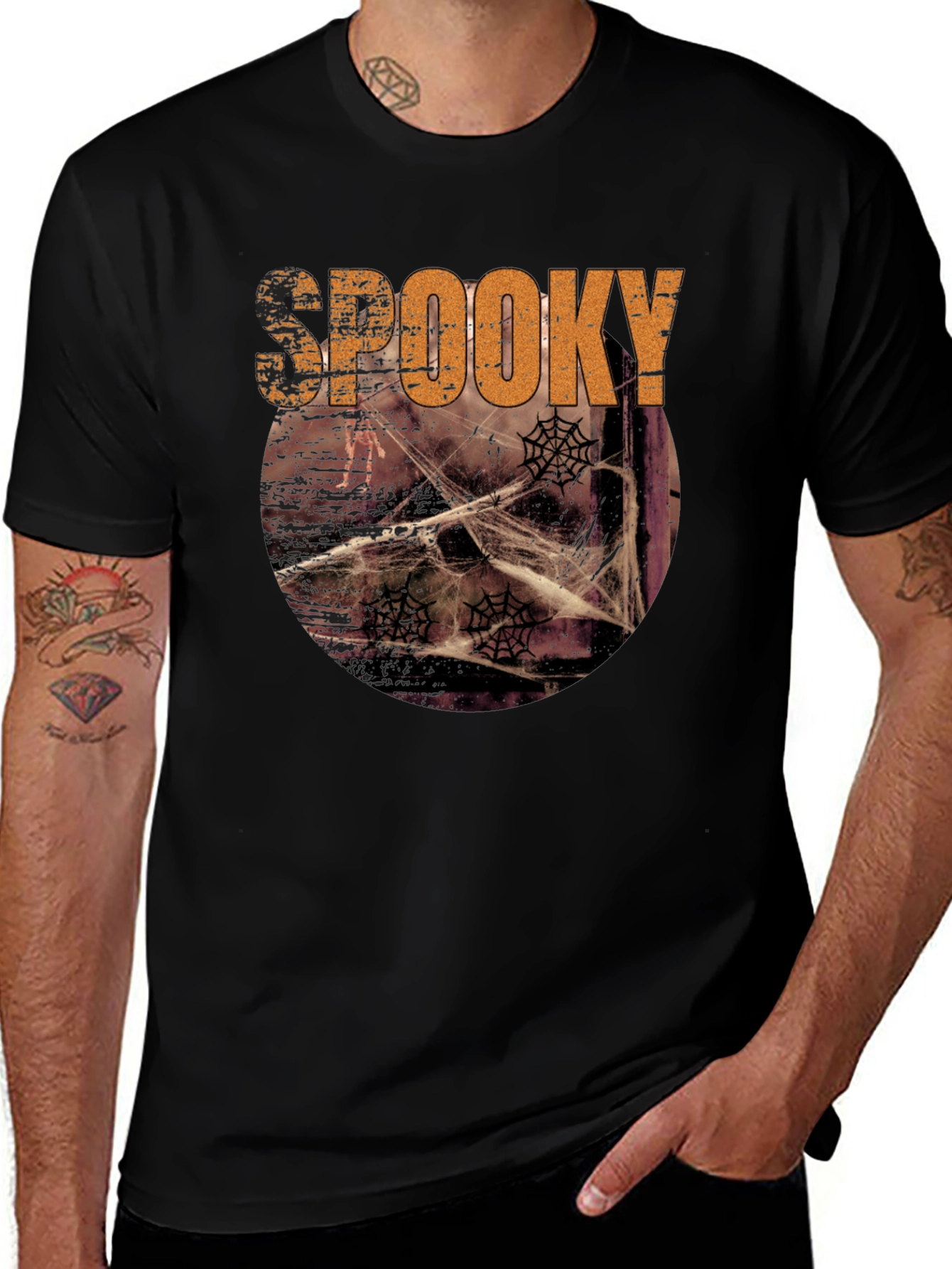Spooky Halloween Graphic Tee - Mens Black T-Shirt