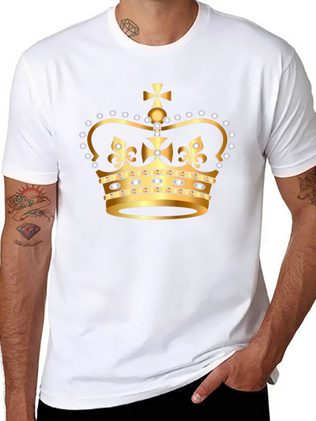Regal Crown Graphic Tee - Black Cotton Shirt