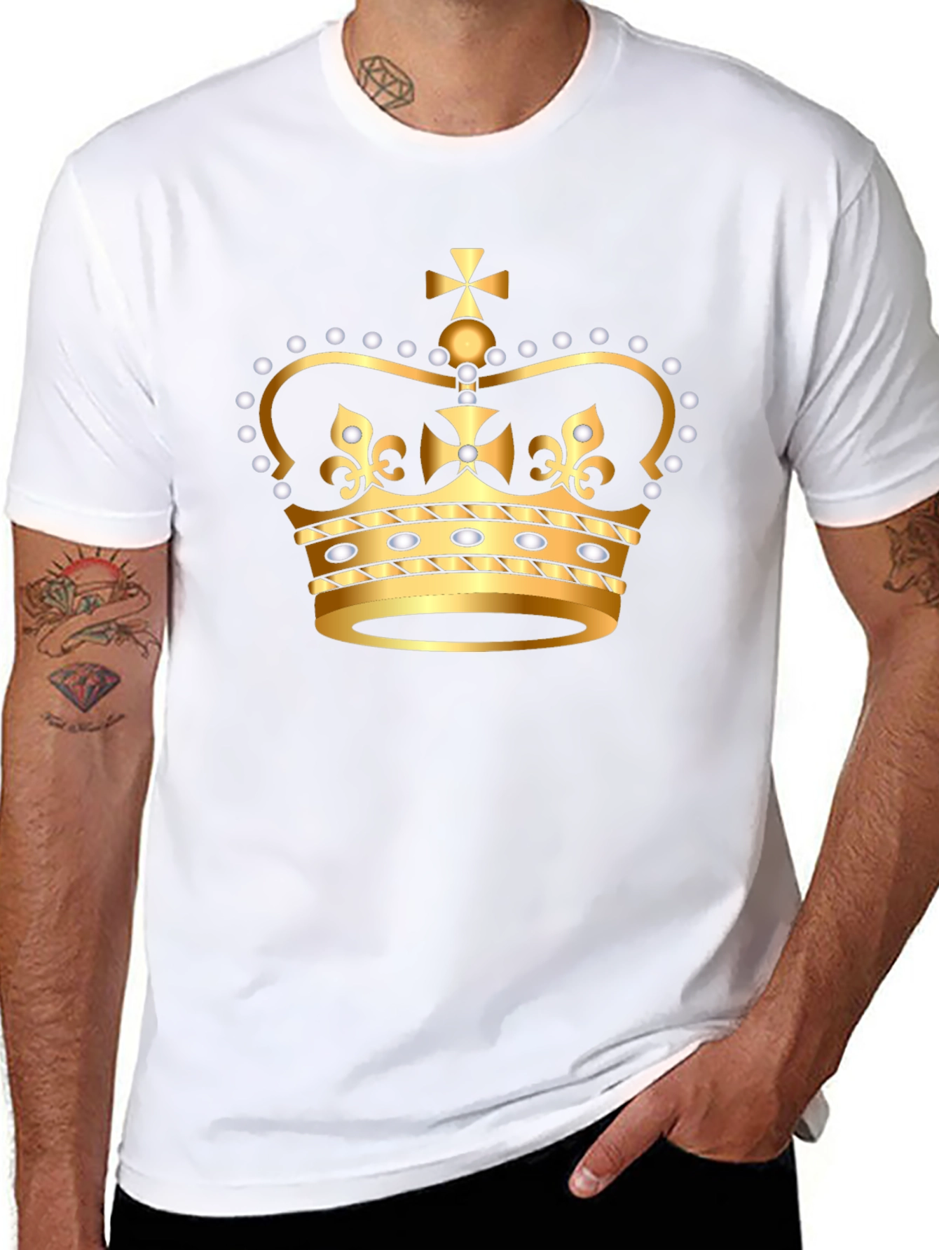 Regal Crown Graphic Tee - Black Cotton Shirt