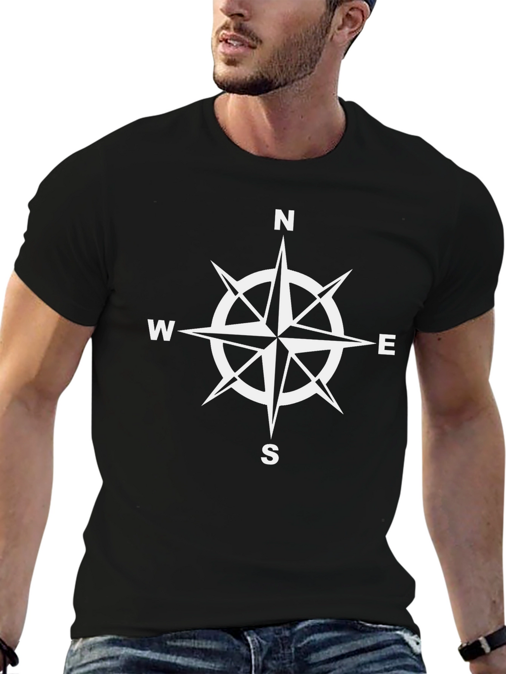Compass Rose Graphic T-Shirt - Black