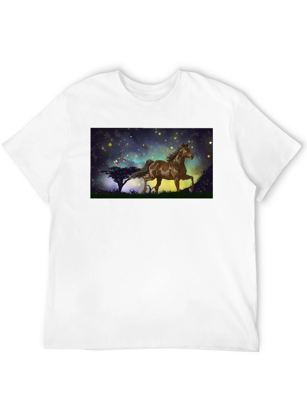 Horse Graphic Tee - Black Cotton Blend T-Shirt
