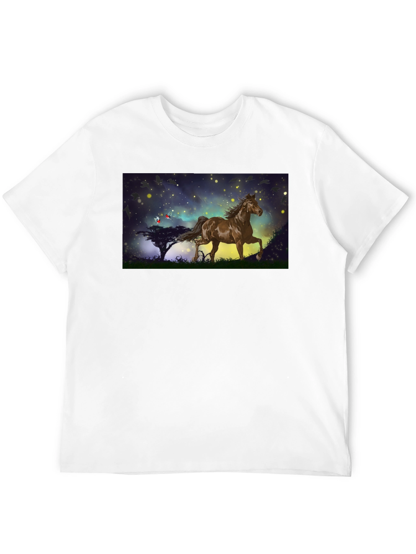 Horse Graphic Tee - Black Cotton Blend T-Shirt