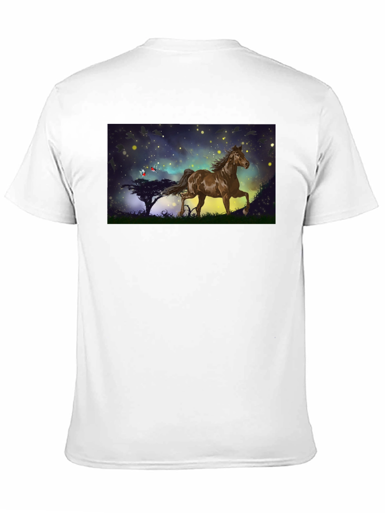 Horse Graphic Tee - Black Cotton Blend T-Shirt