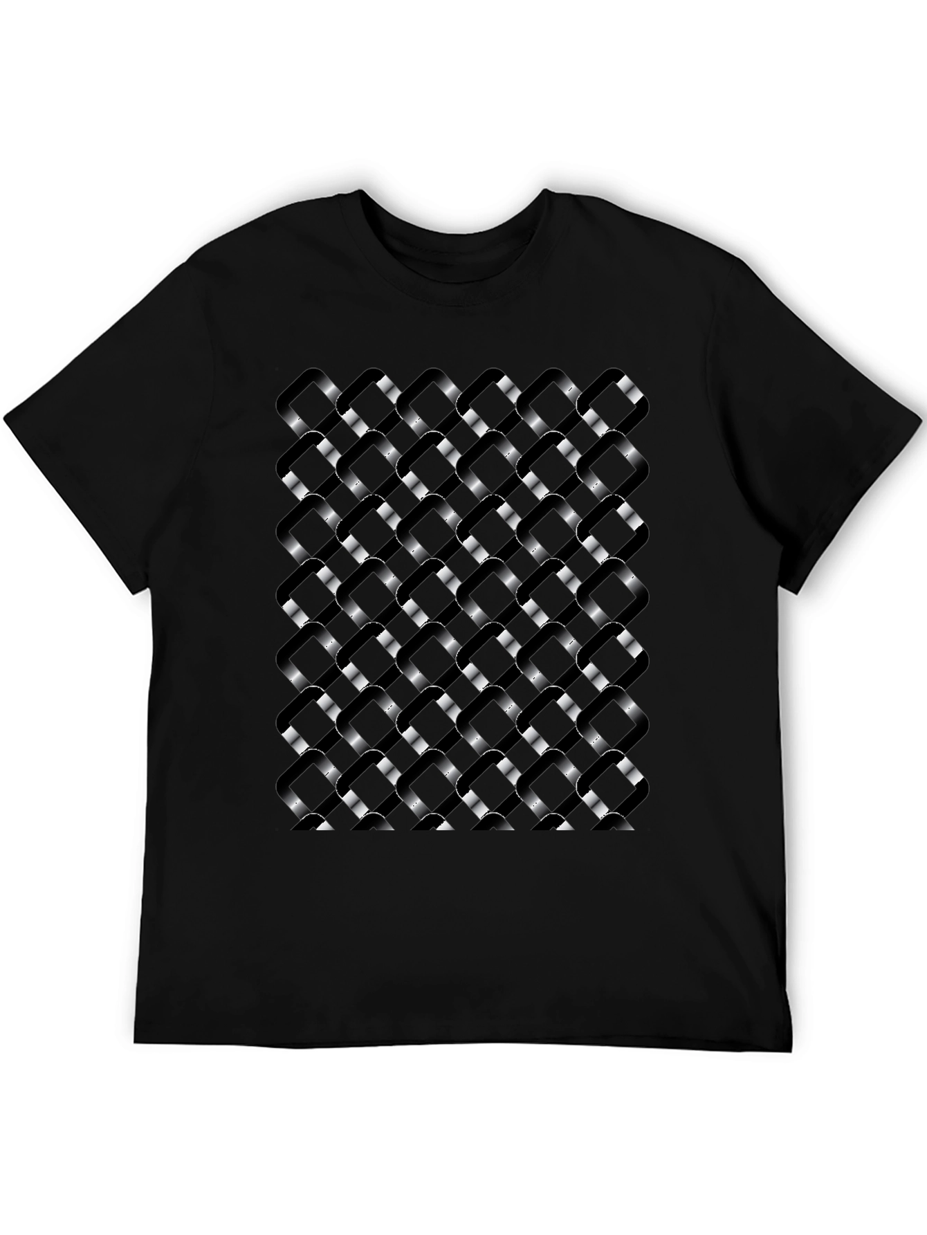 Abstract Woven Pattern Black T-Shirt