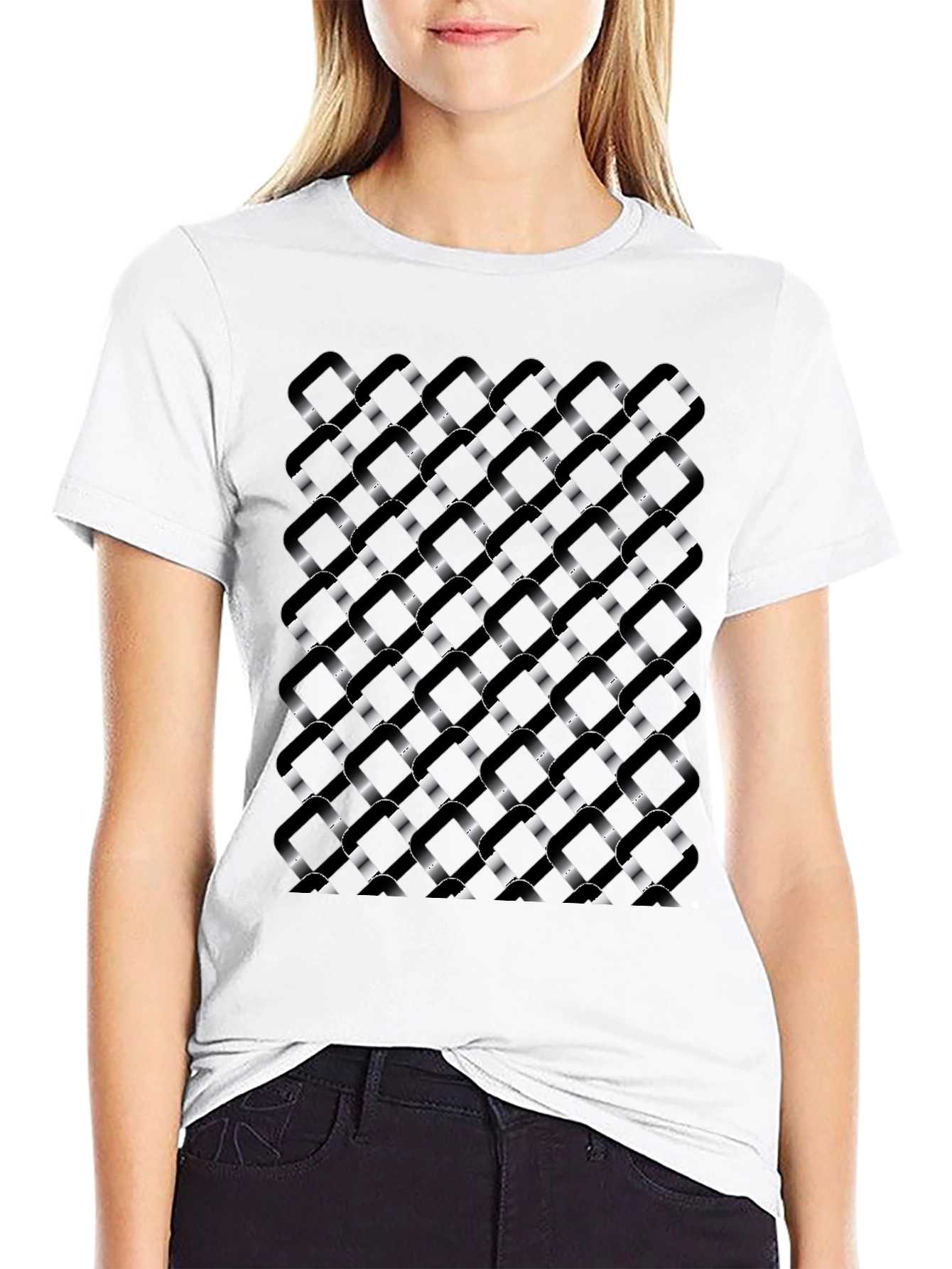Abstract Woven Pattern Black T-Shirt