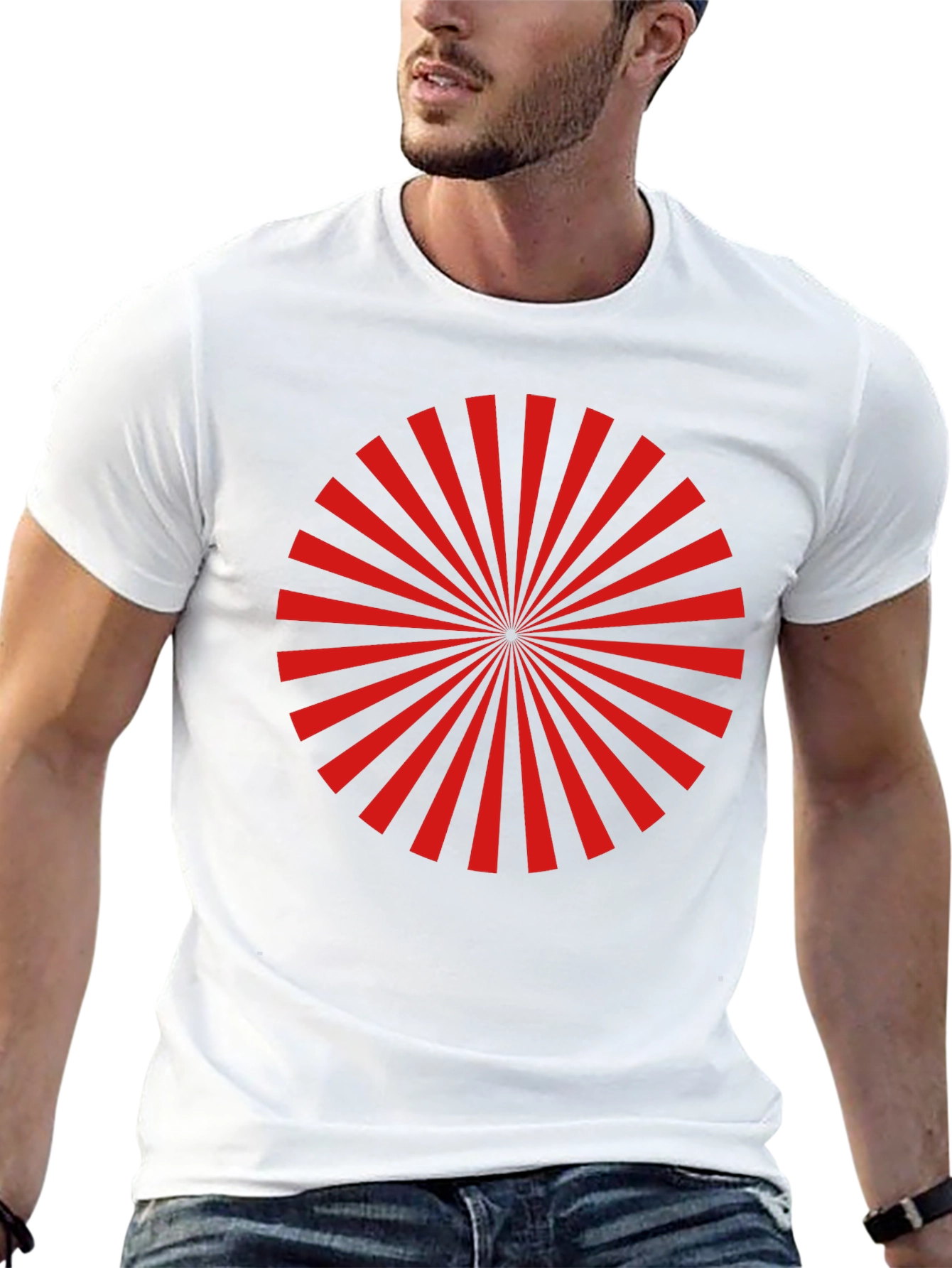 Red Radial Burst Graphic Tee - Black