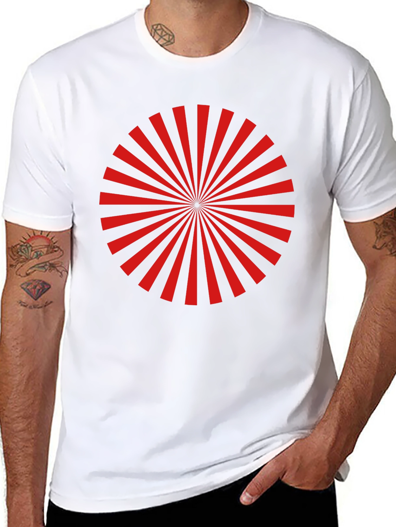 Red Radial Burst Graphic Tee - Black