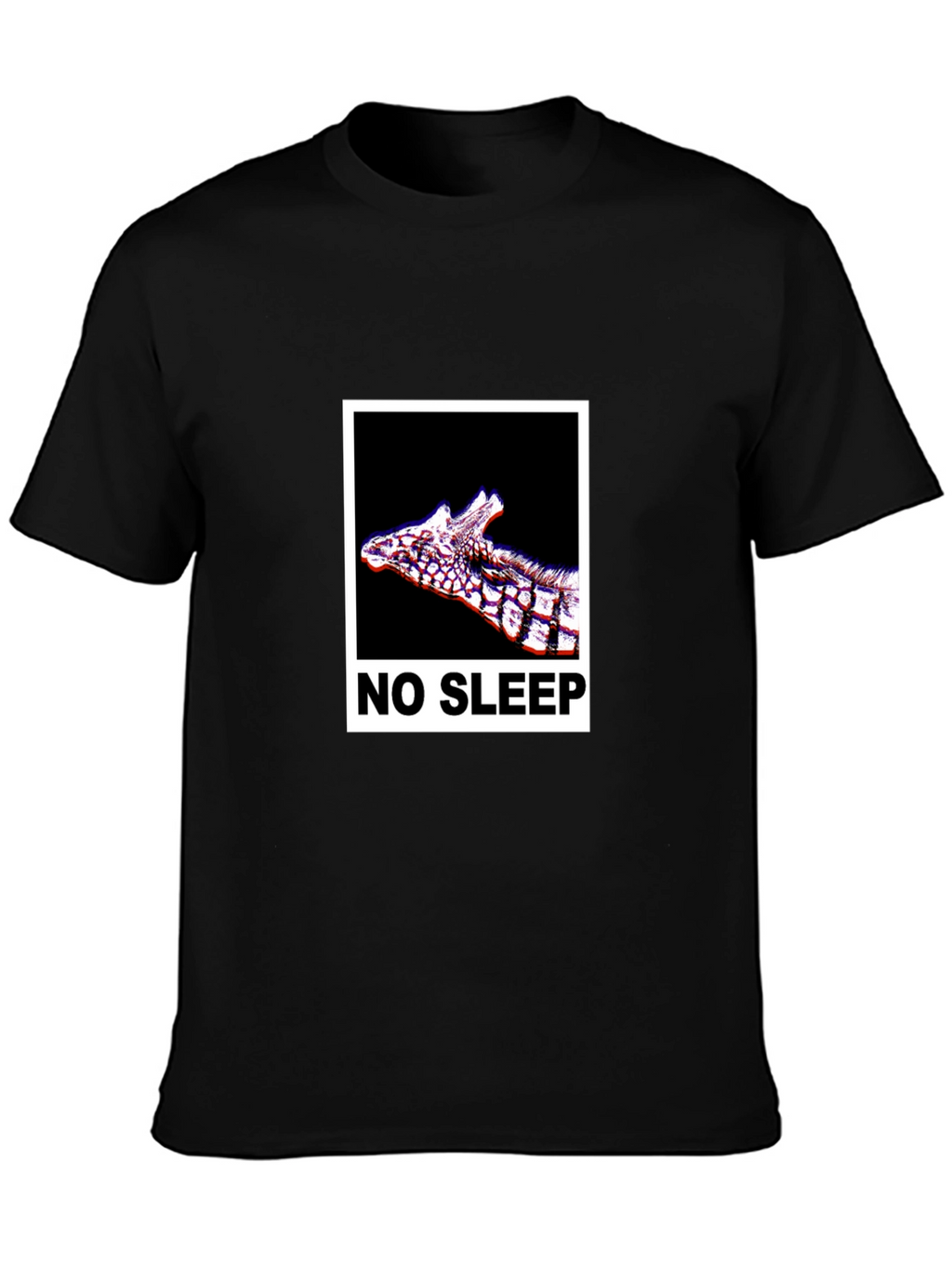 No Sleep Giraffe Graphic Tee - Black Cotton T-Shirt