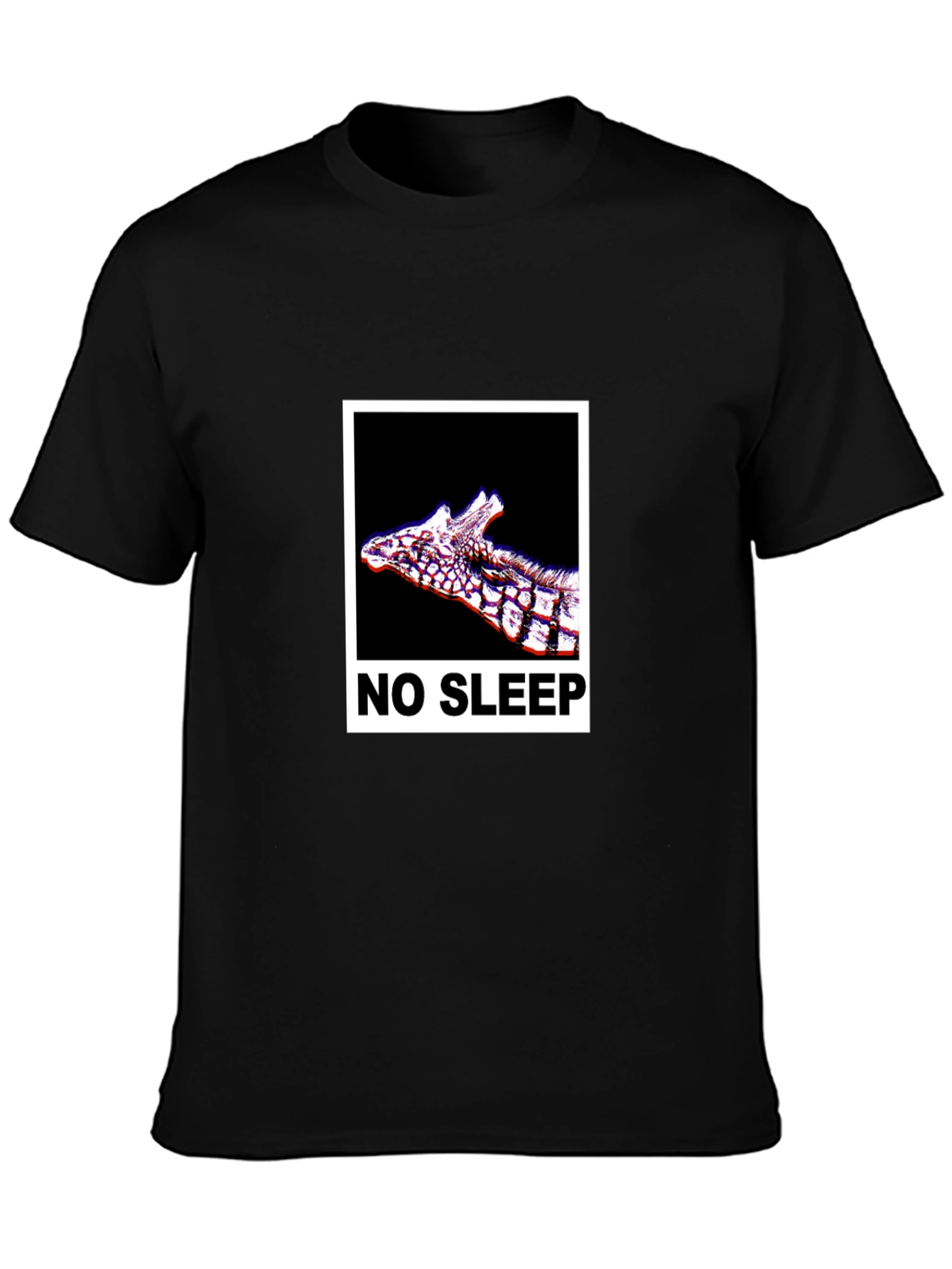No Sleep Giraffe Graphic Tee - Black Cotton T-Shirt
