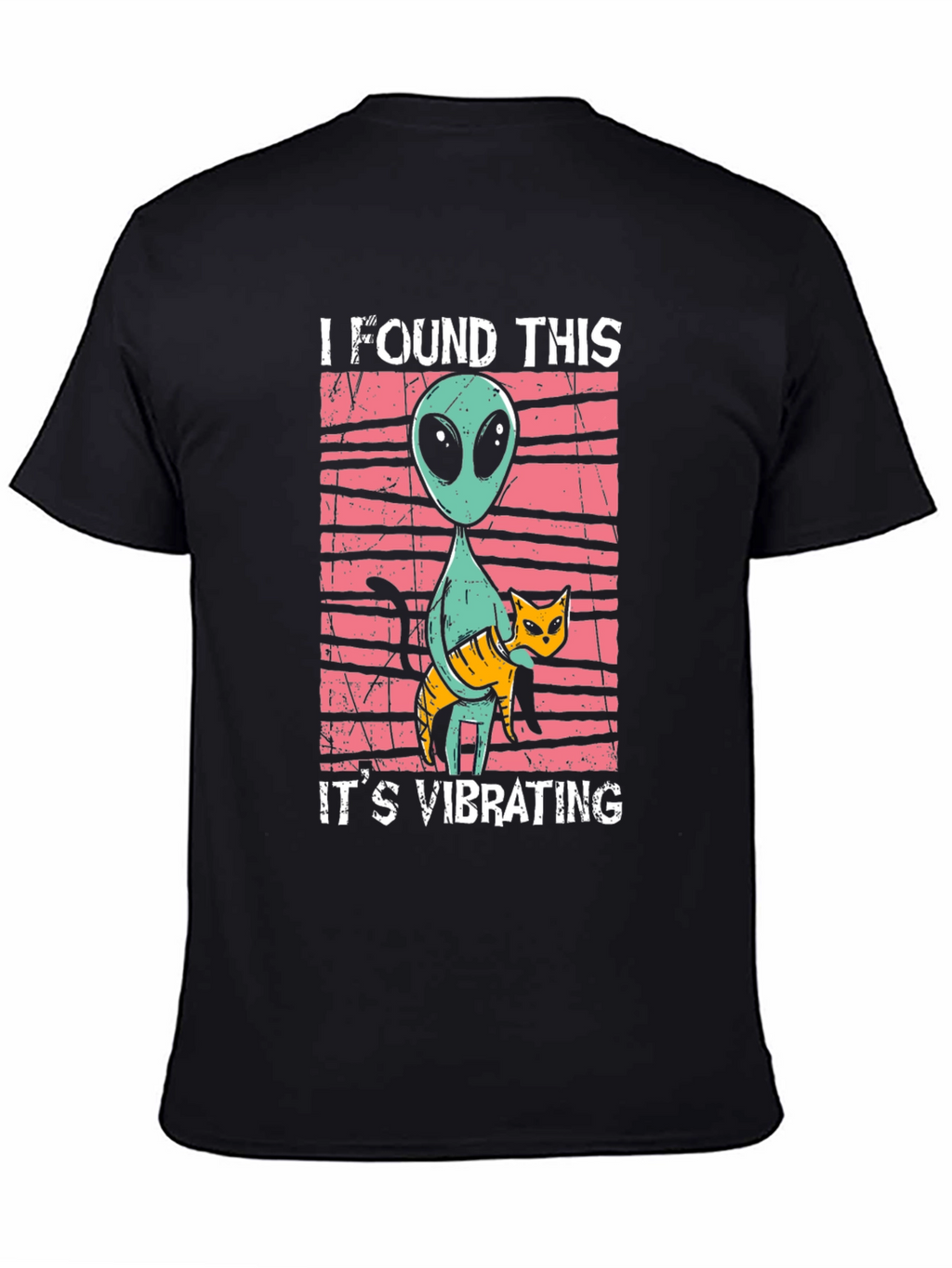 Alien & Cat Vibrating Humor Graphic Tee