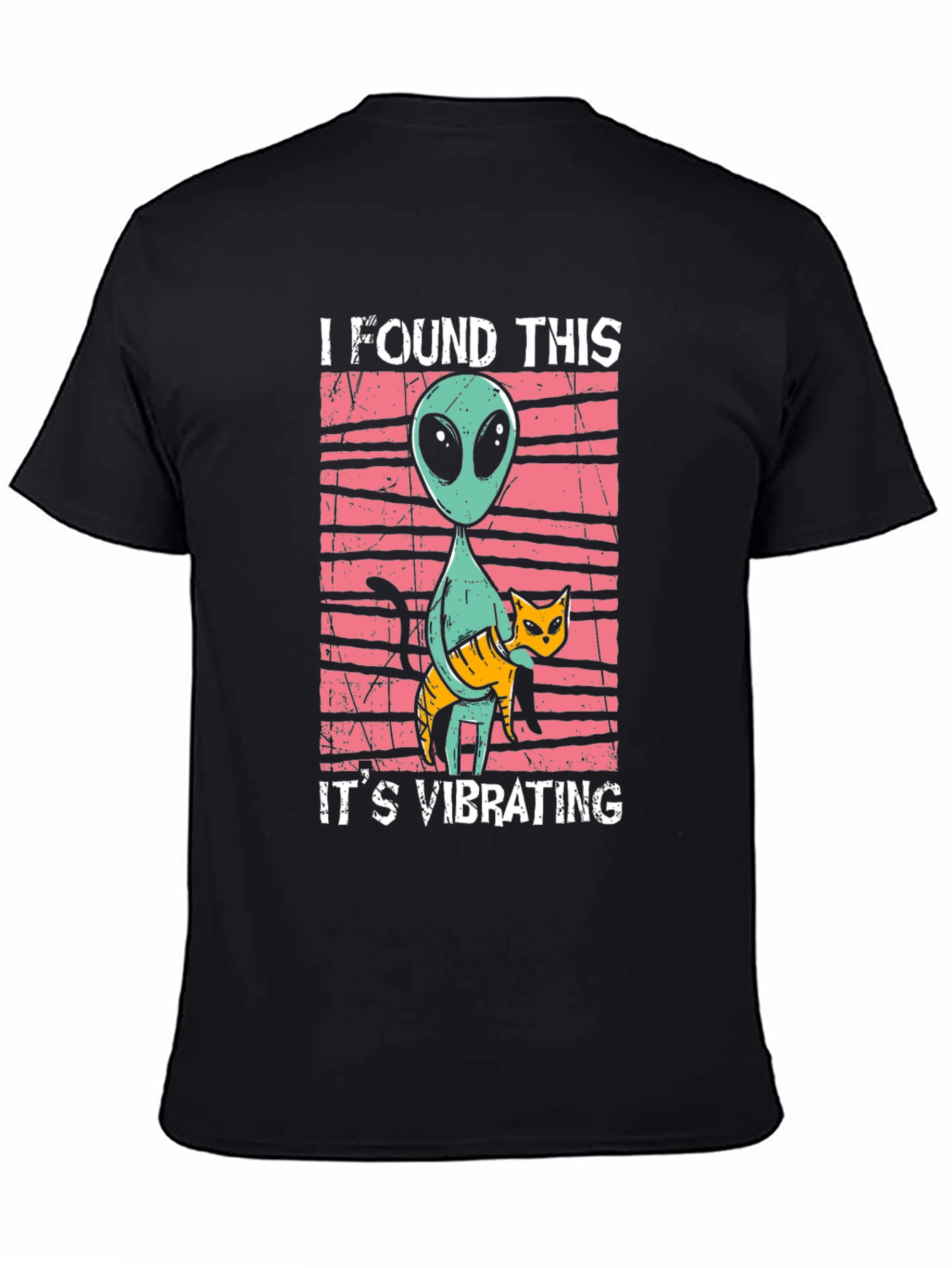 Alien & Cat Vibrating Humor Graphic Tee