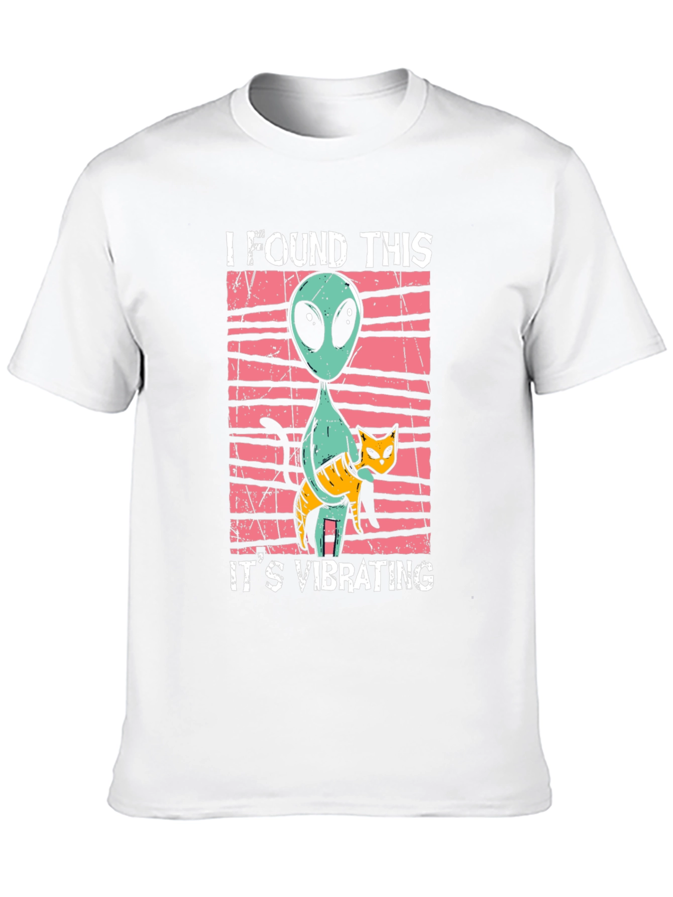 Alien & Cat Vibrating Humor Graphic Tee