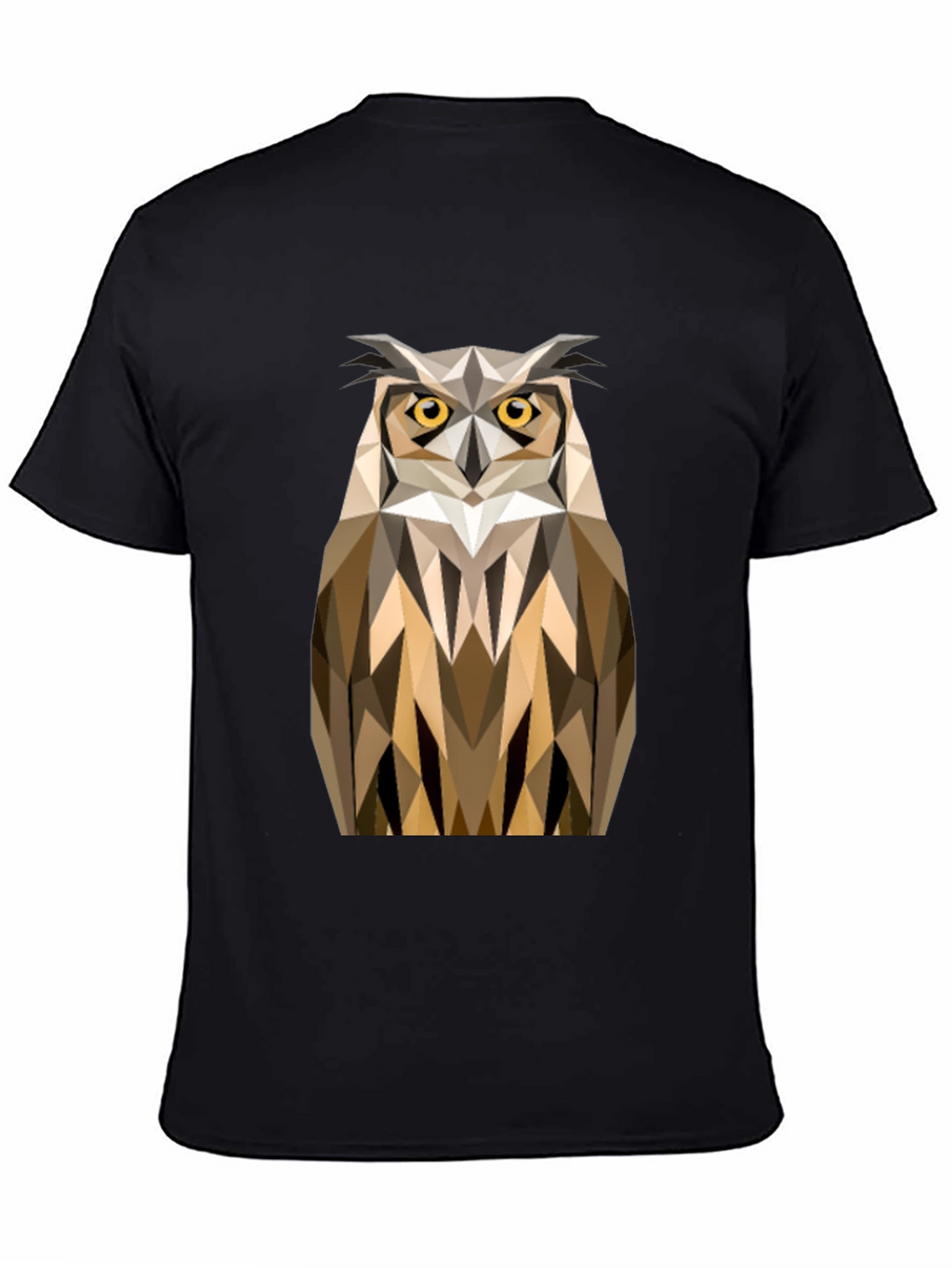 Geometric Owl Print Black T-Shirt