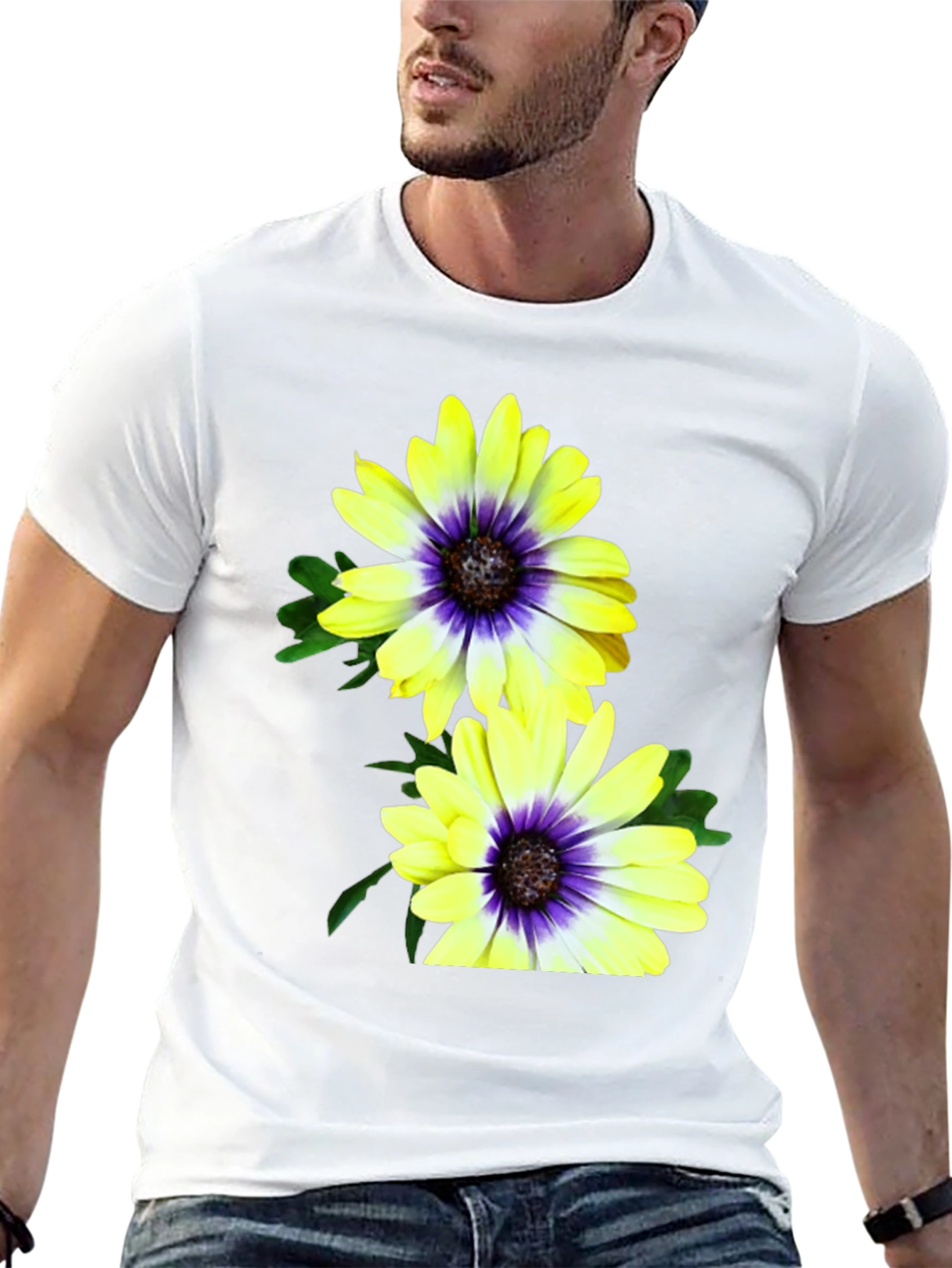 Floral T-Shirt: Yellow & Purple Daisy Print