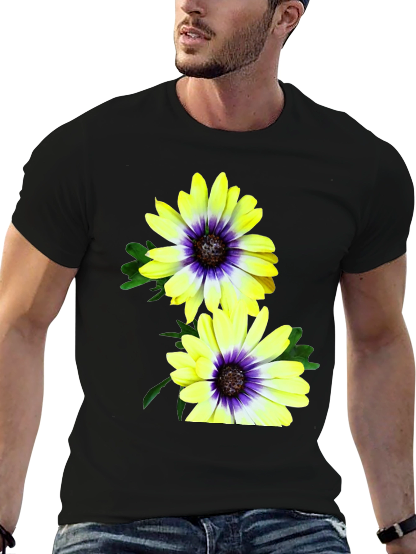 Floral T-Shirt: Yellow & Purple Daisy Print