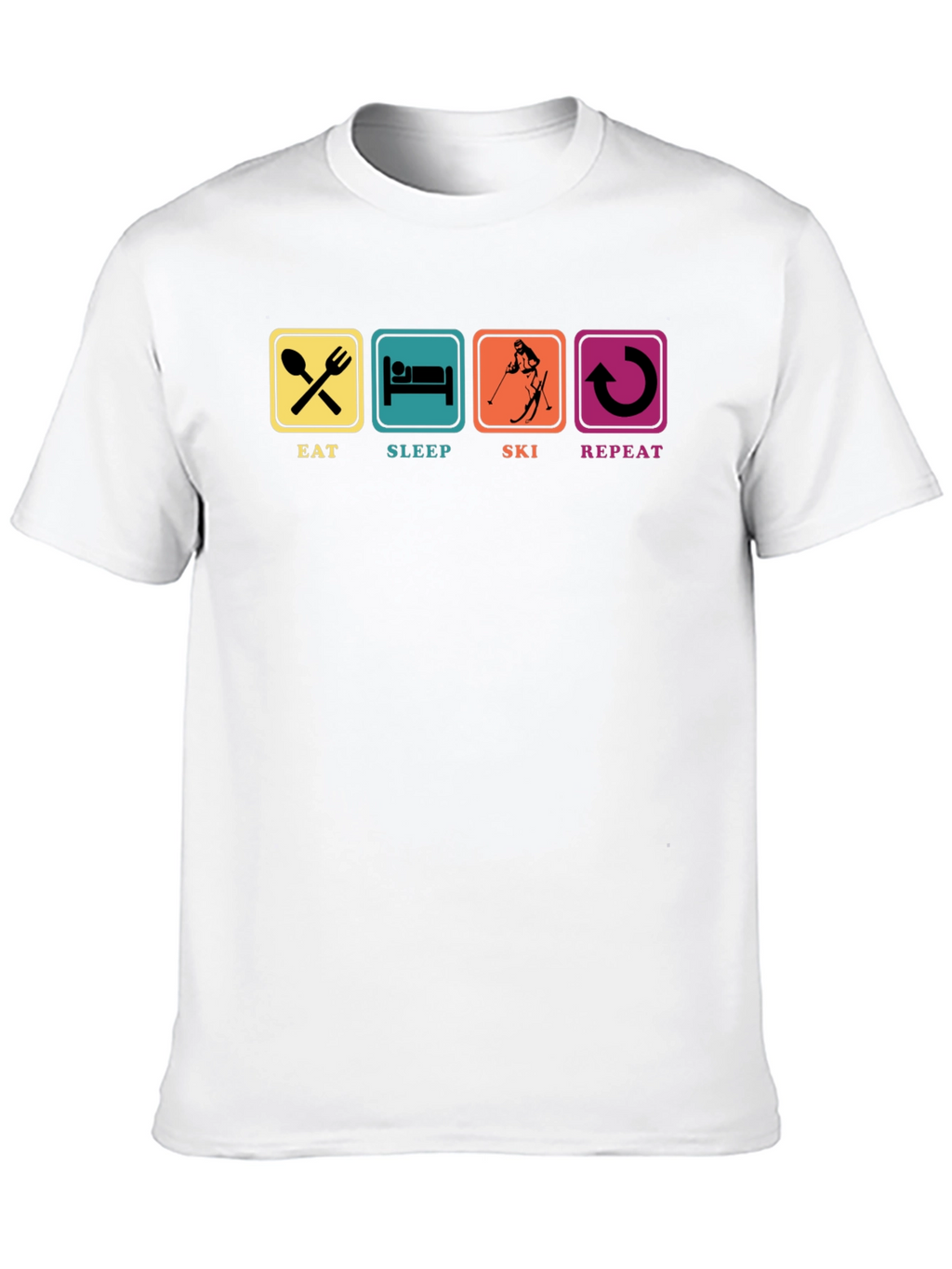 Eat Sleep Ski Repeat T-Shirt Black
