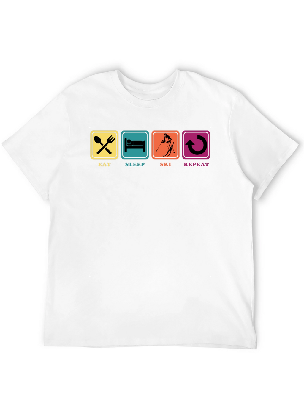 Eat Sleep Ski Repeat T-Shirt Black