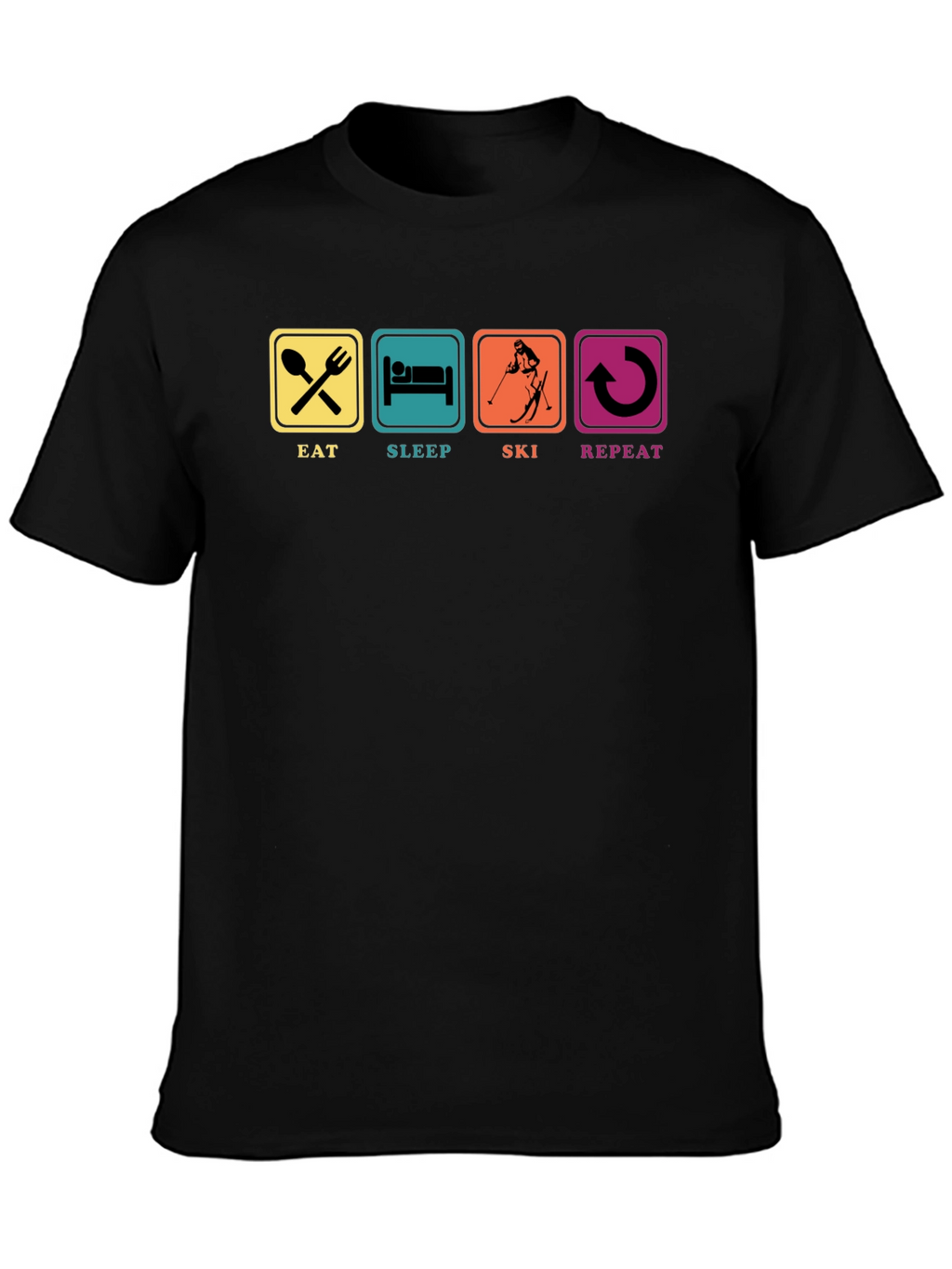 Eat Sleep Ski Repeat T-Shirt Black