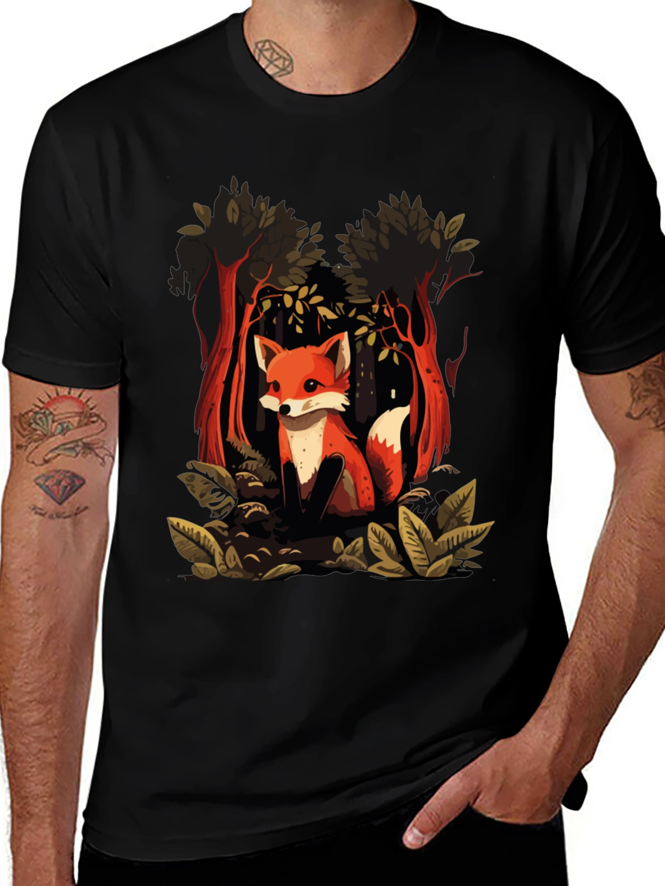 Fox in Forest Graphic Tee - Stylish Unisex T-Shirt