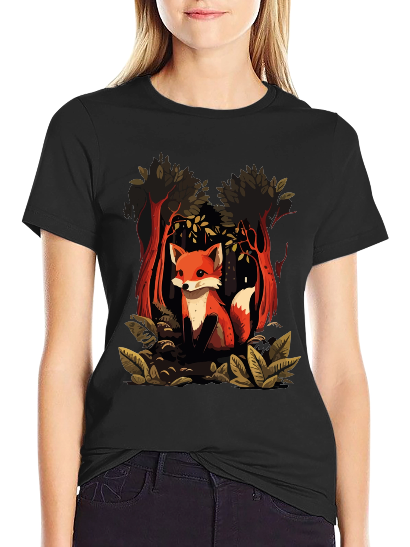 Fox in Forest Graphic Tee - Stylish Unisex T-Shirt