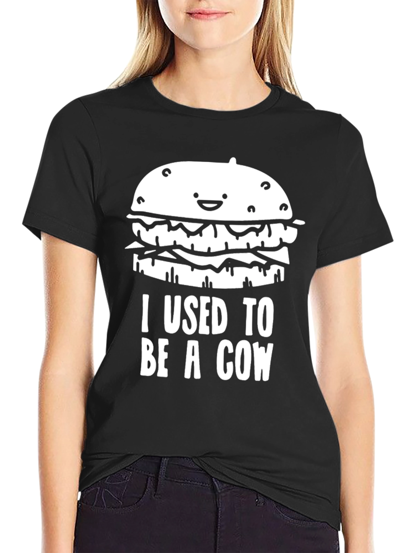 Funny I Used To Be A Cow Burger T-Shirt