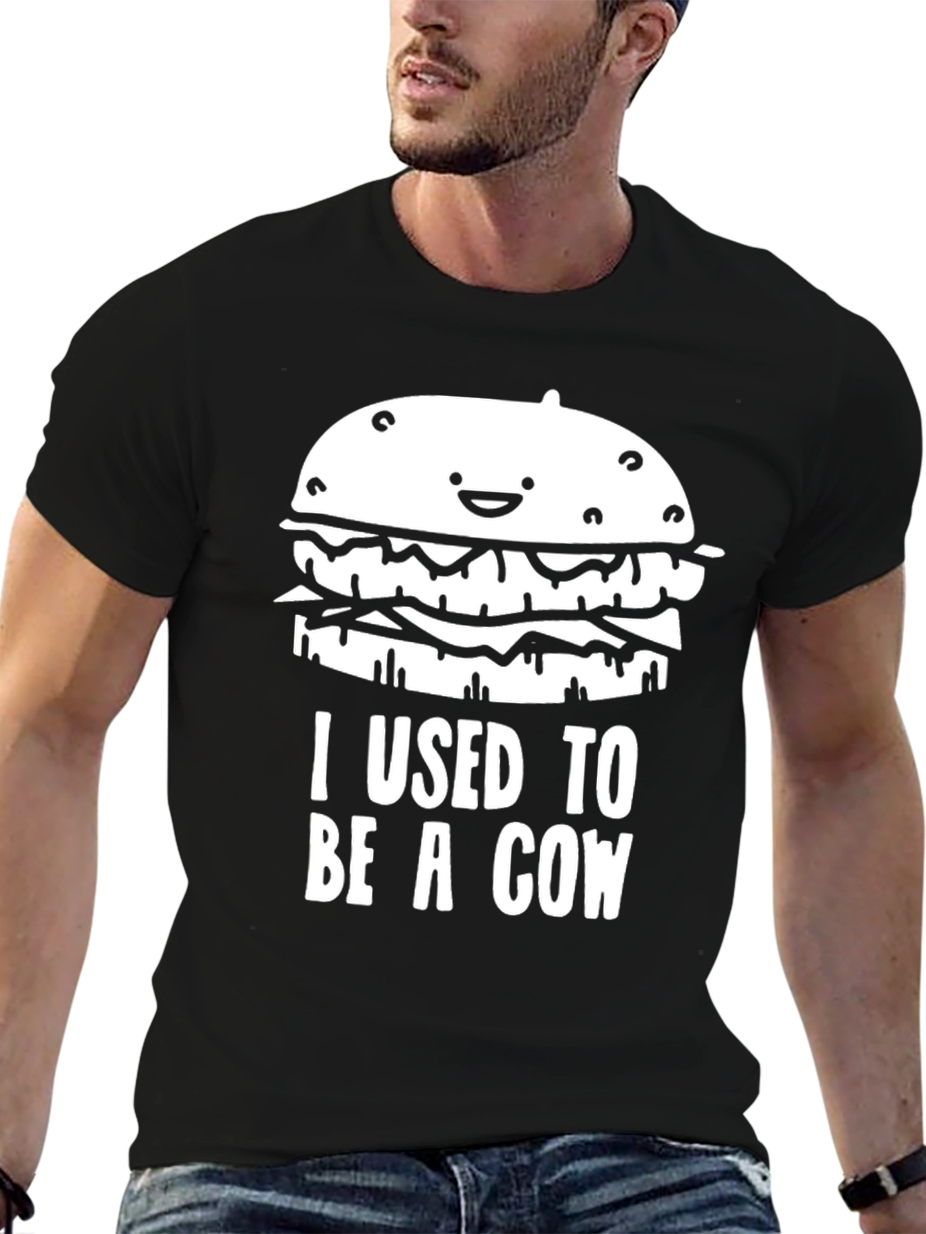 Funny I Used To Be A Cow Burger T-Shirt