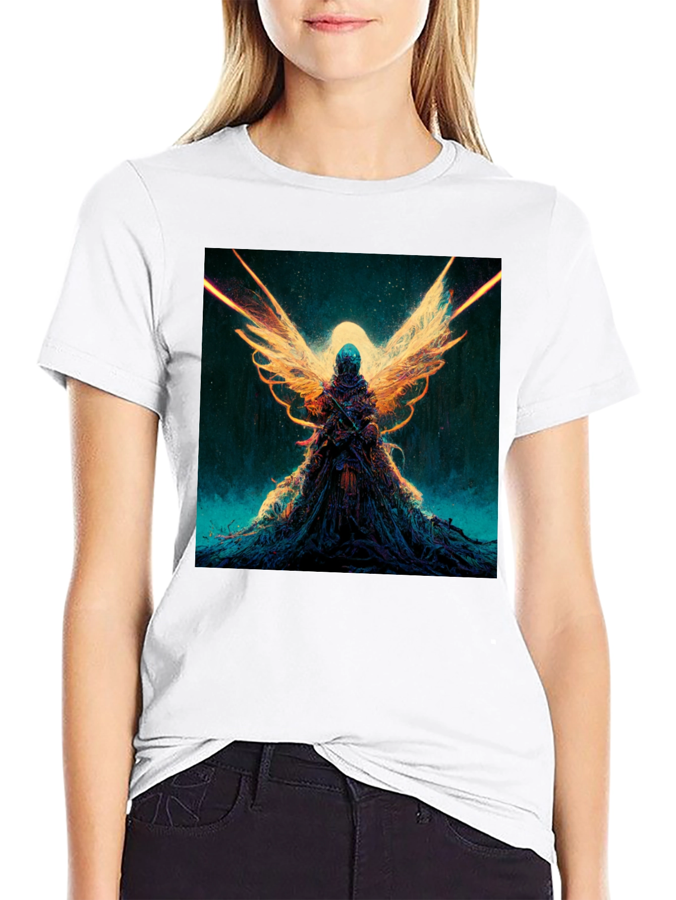 Winged Angel Graphic Black T-Shirt