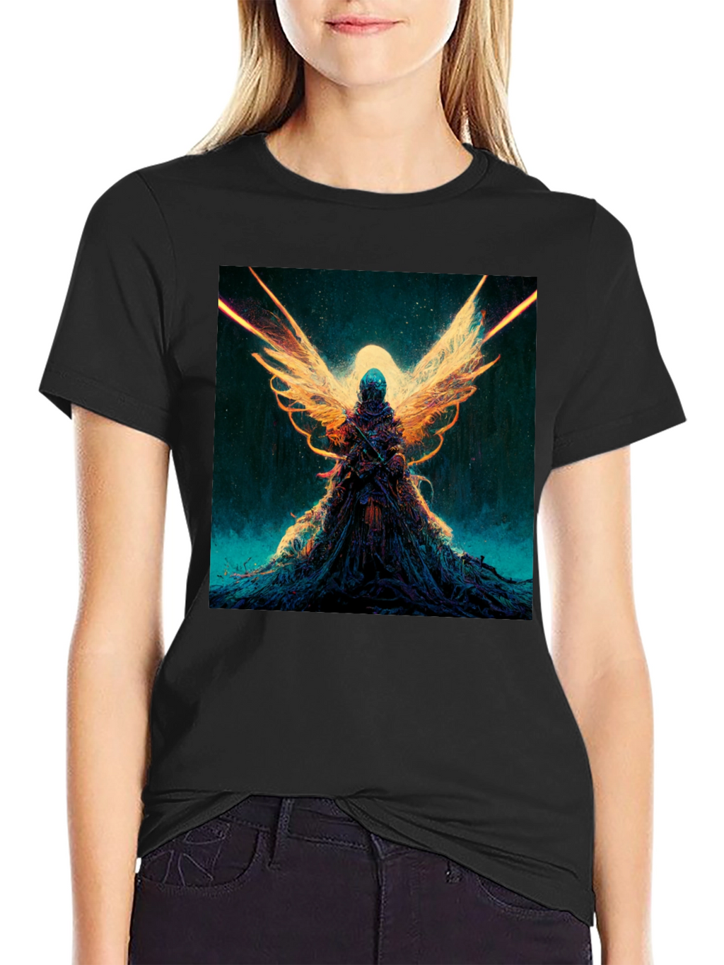 Winged Angel Graphic Black T-Shirt