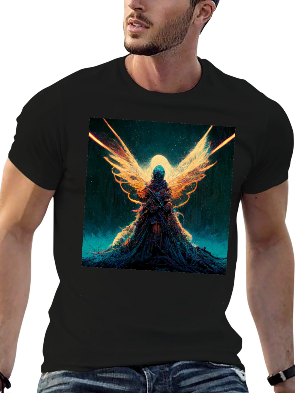Winged Angel Graphic Black T-Shirt