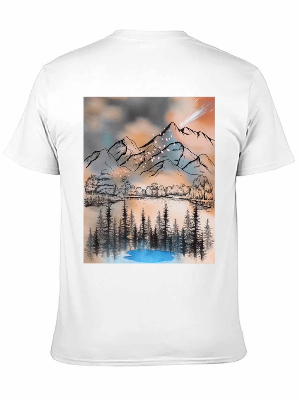 Mountain Lake T-Shirt - Artistic Graphic Tee