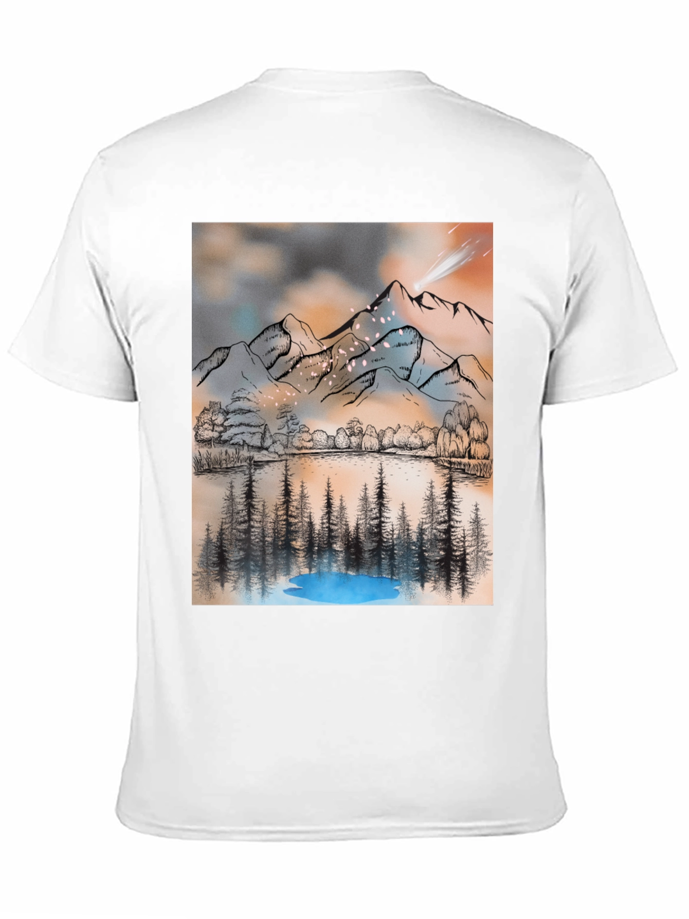 Mountain Lake T-Shirt - Artistic Graphic Tee
