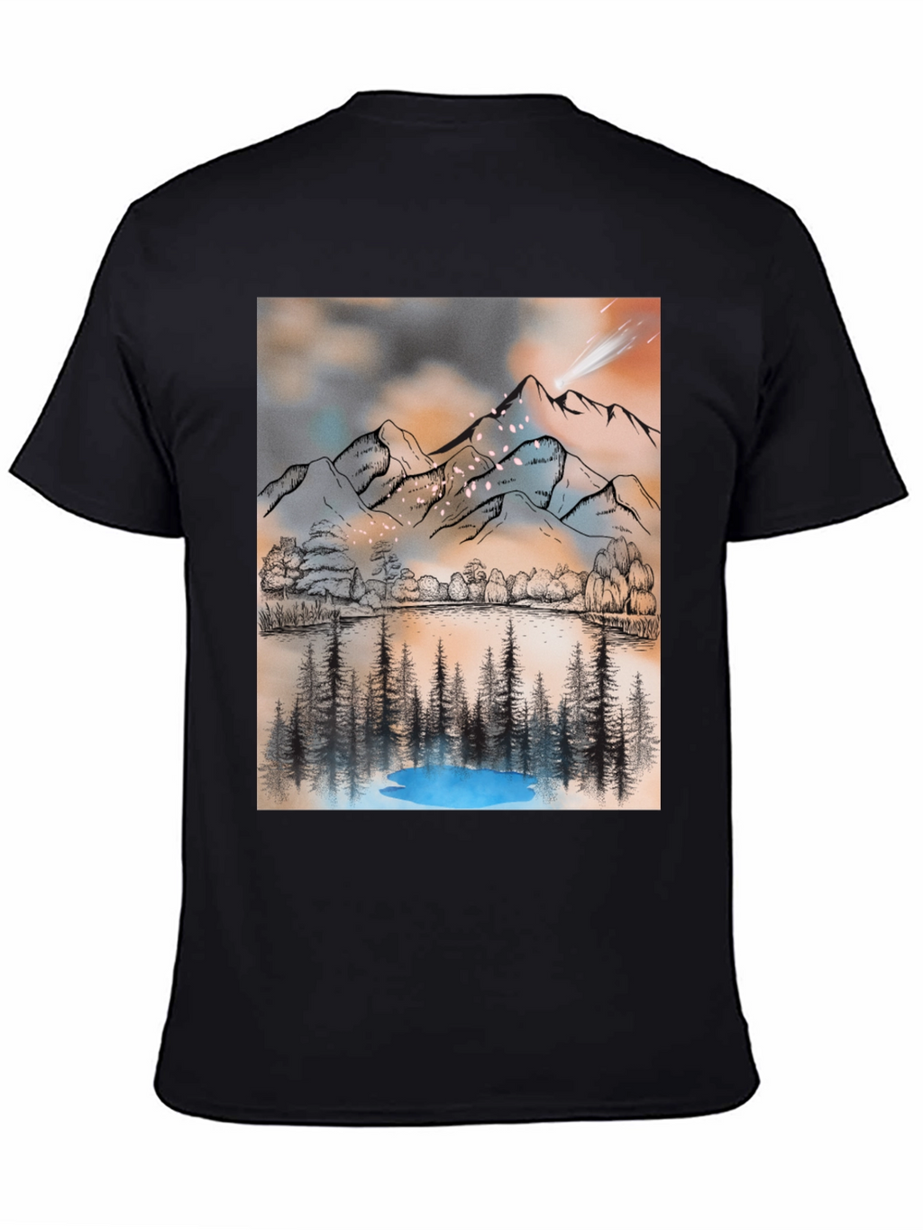 Mountain Lake T-Shirt - Artistic Graphic Tee
