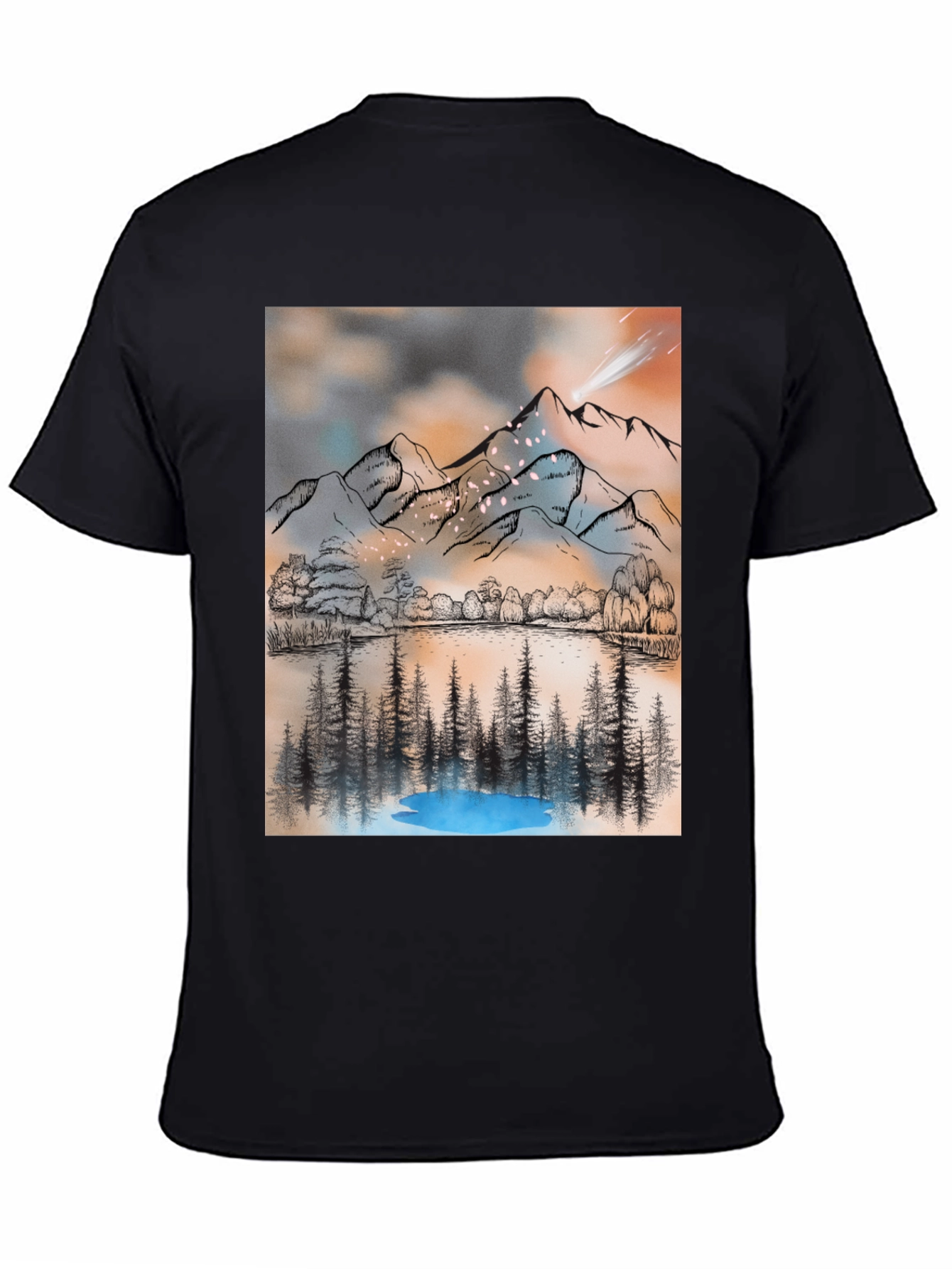 Mountain Lake T-Shirt - Artistic Graphic Tee