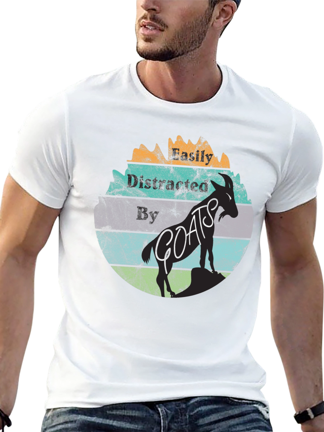 Easily Distracted By Goats Graphic T-Shirt