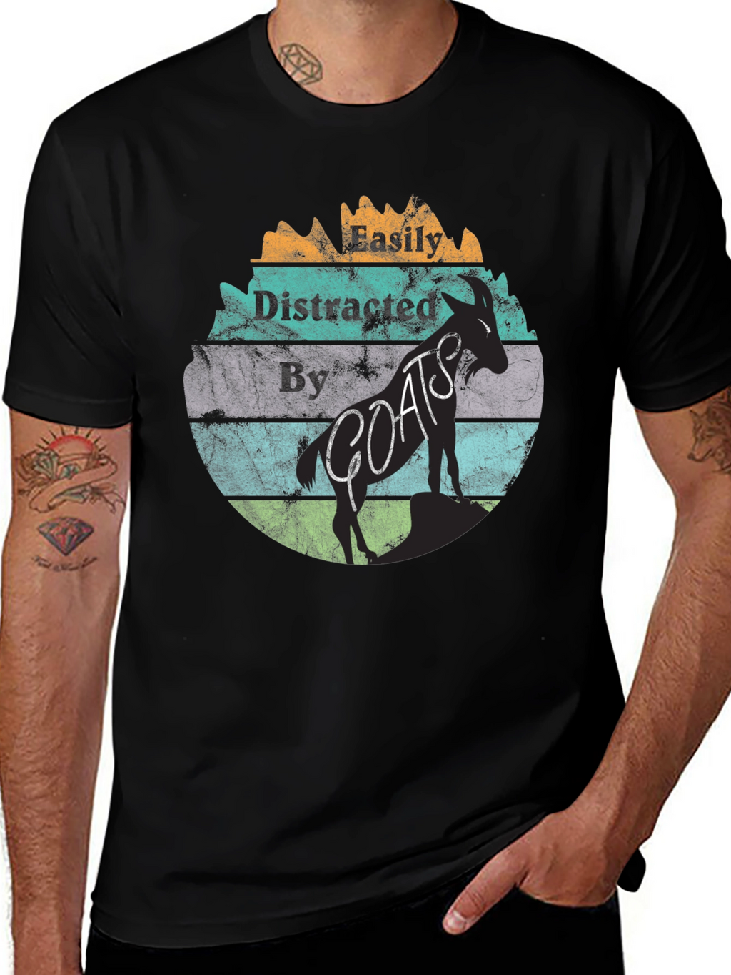 Easily Distracted By Goats Graphic T-Shirt