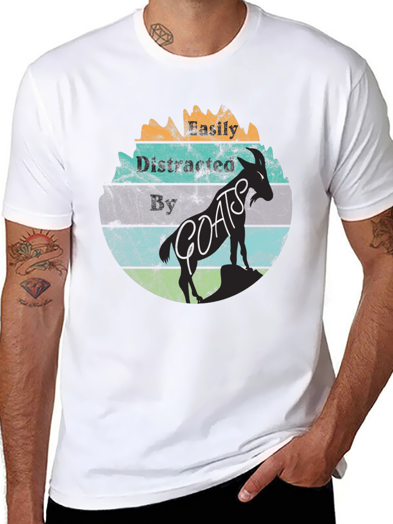 Easily Distracted By Goats Graphic T-Shirt