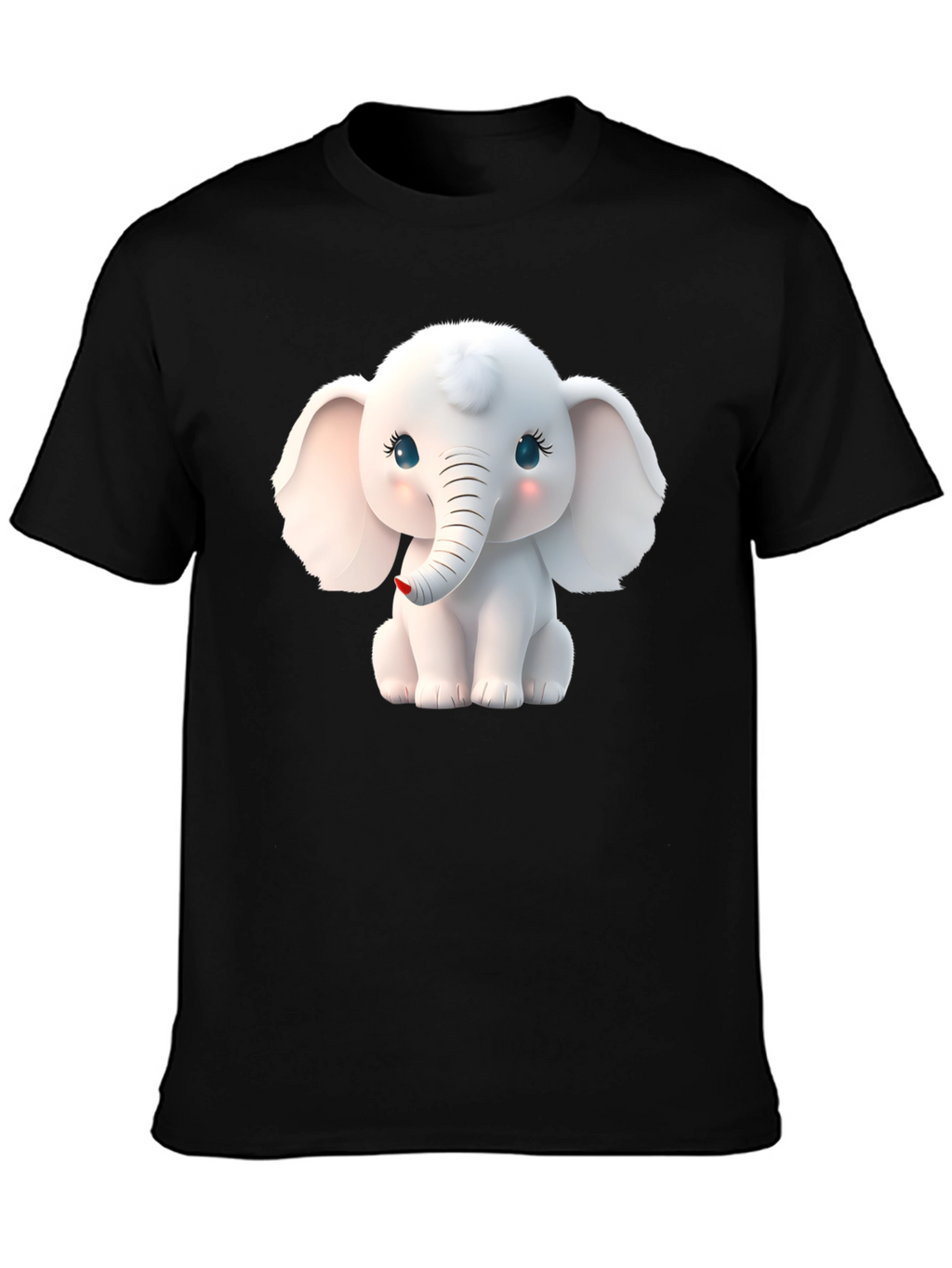 Cute Elephant Graphic Tee - Black