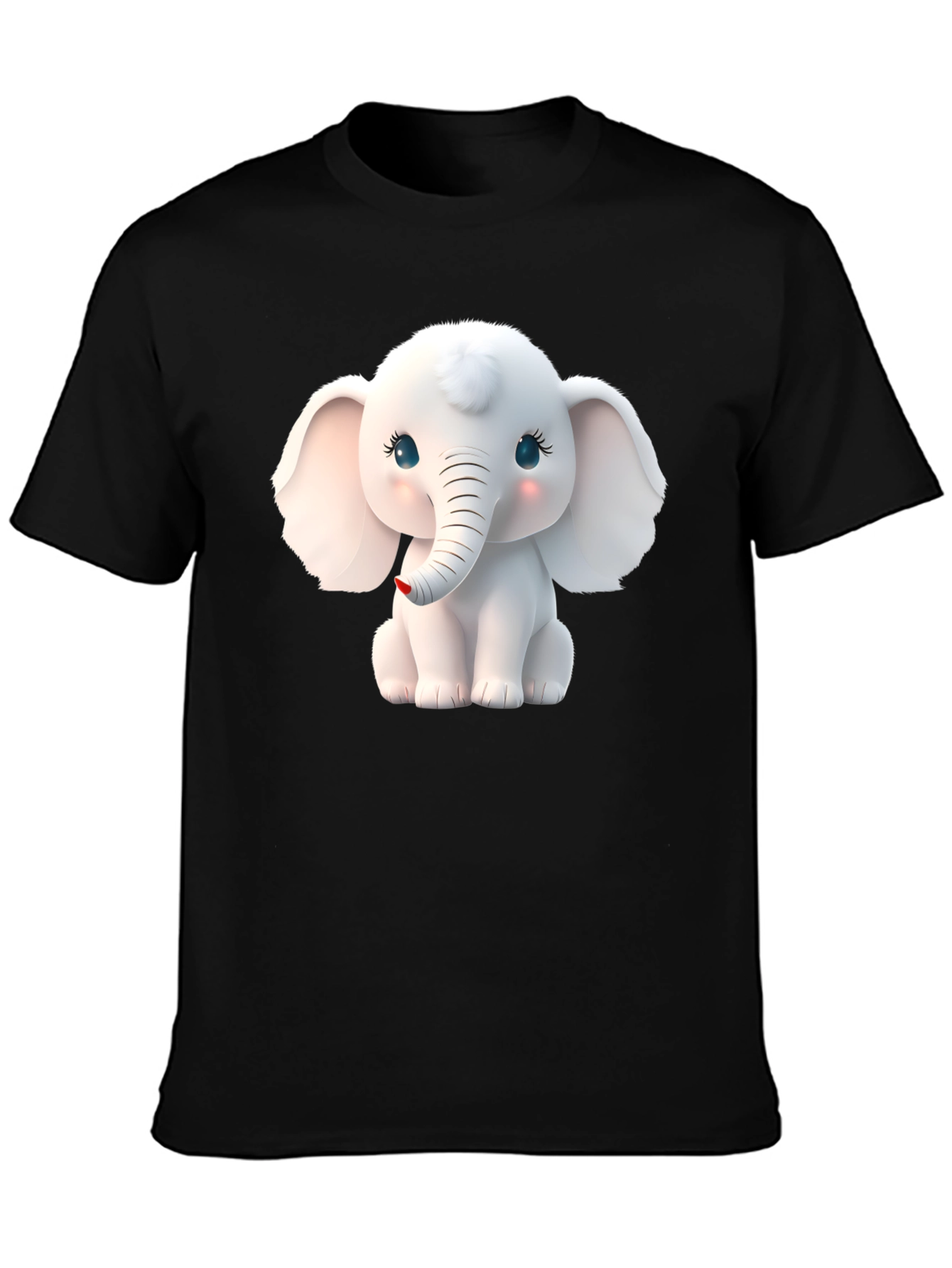 Cute Elephant Graphic Tee - Black