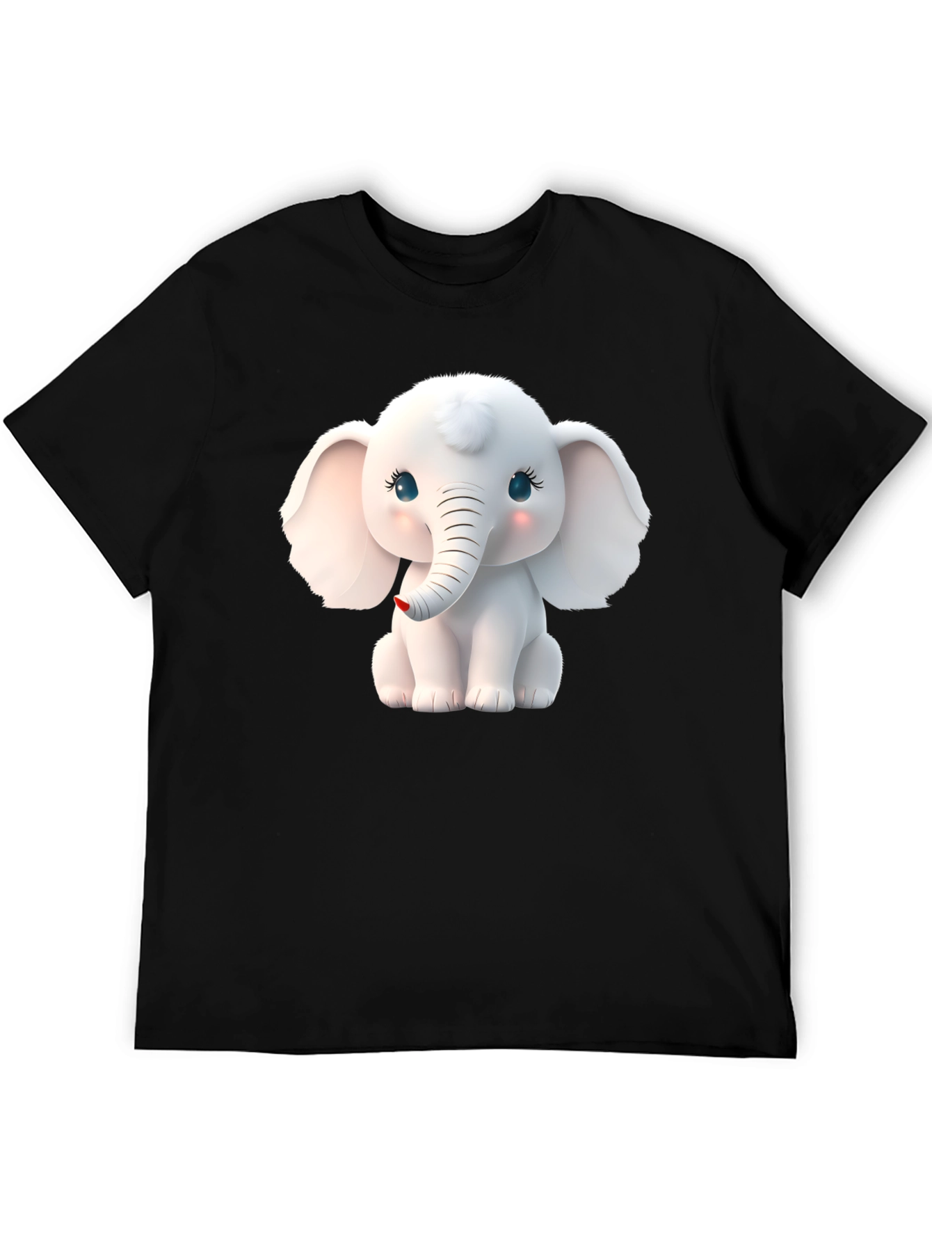 Cute Elephant Graphic Tee - Black