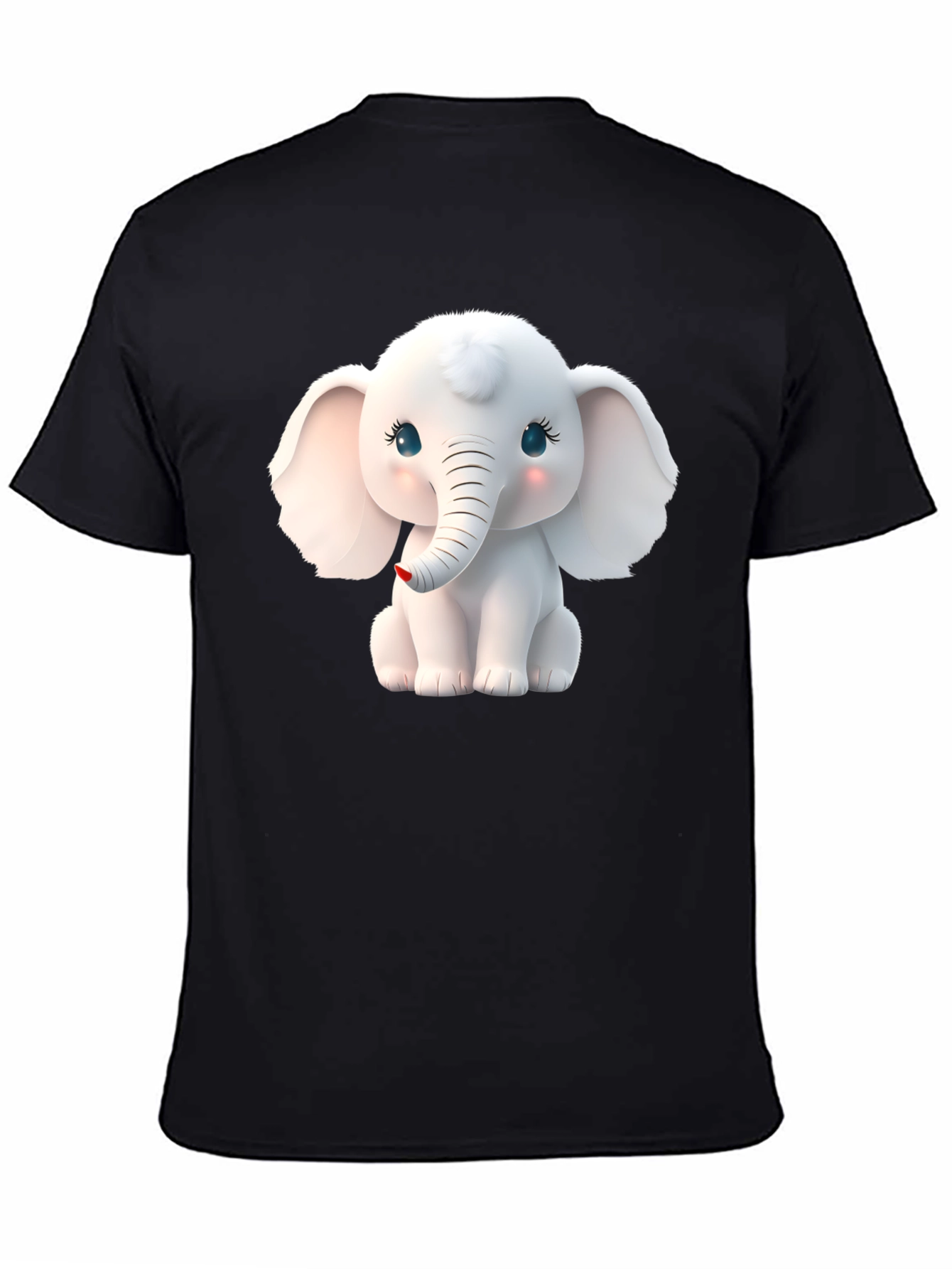 Cute Elephant Graphic Tee - Black