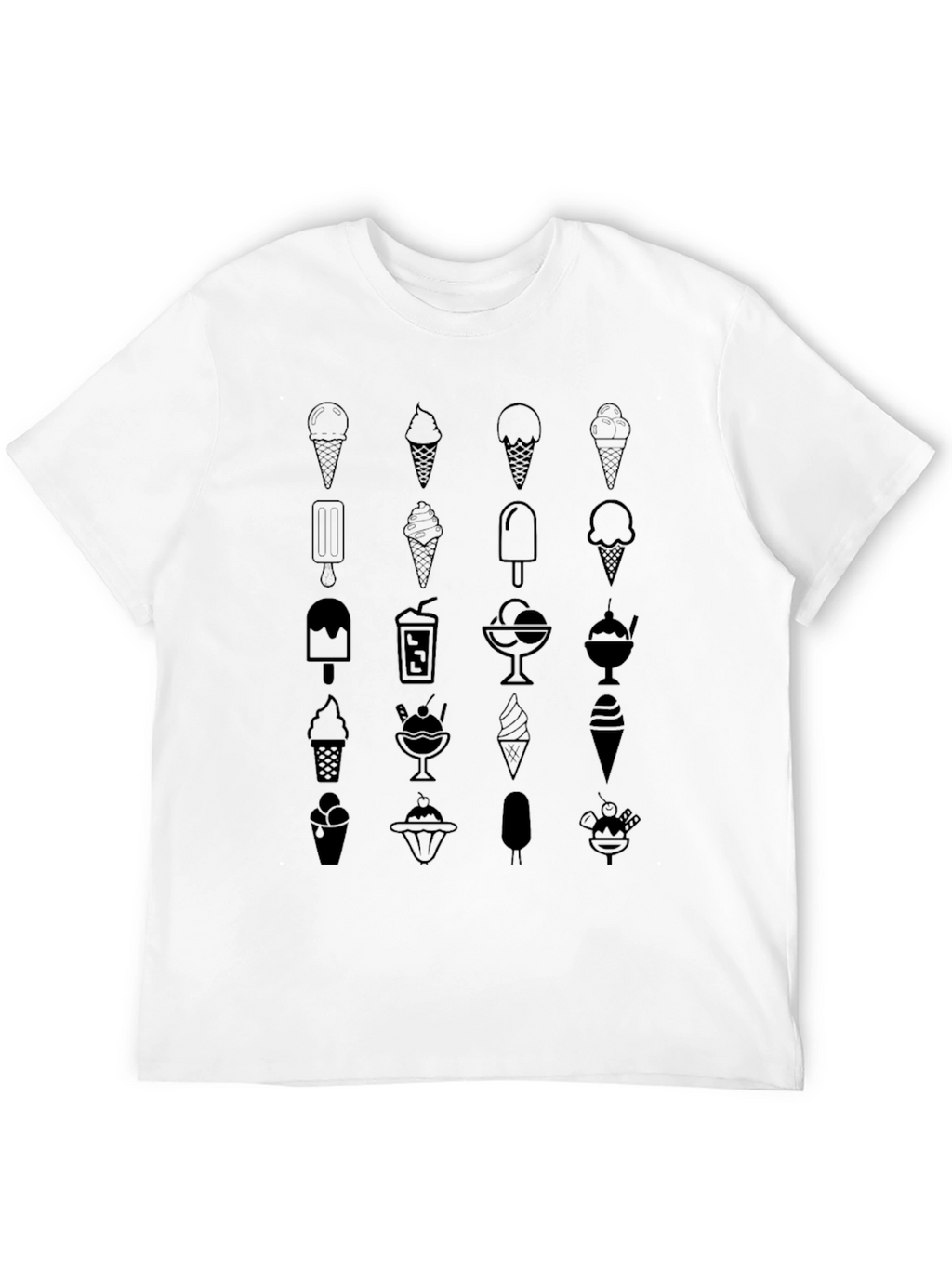 Ice Cream Graphic Tee - Black Cotton Casual Shirt