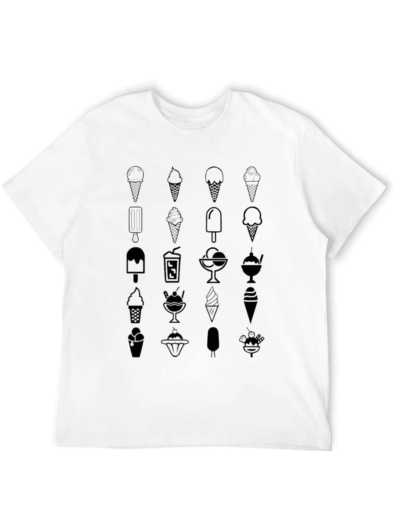 Ice Cream Graphic Tee - Black Cotton Casual Shirt
